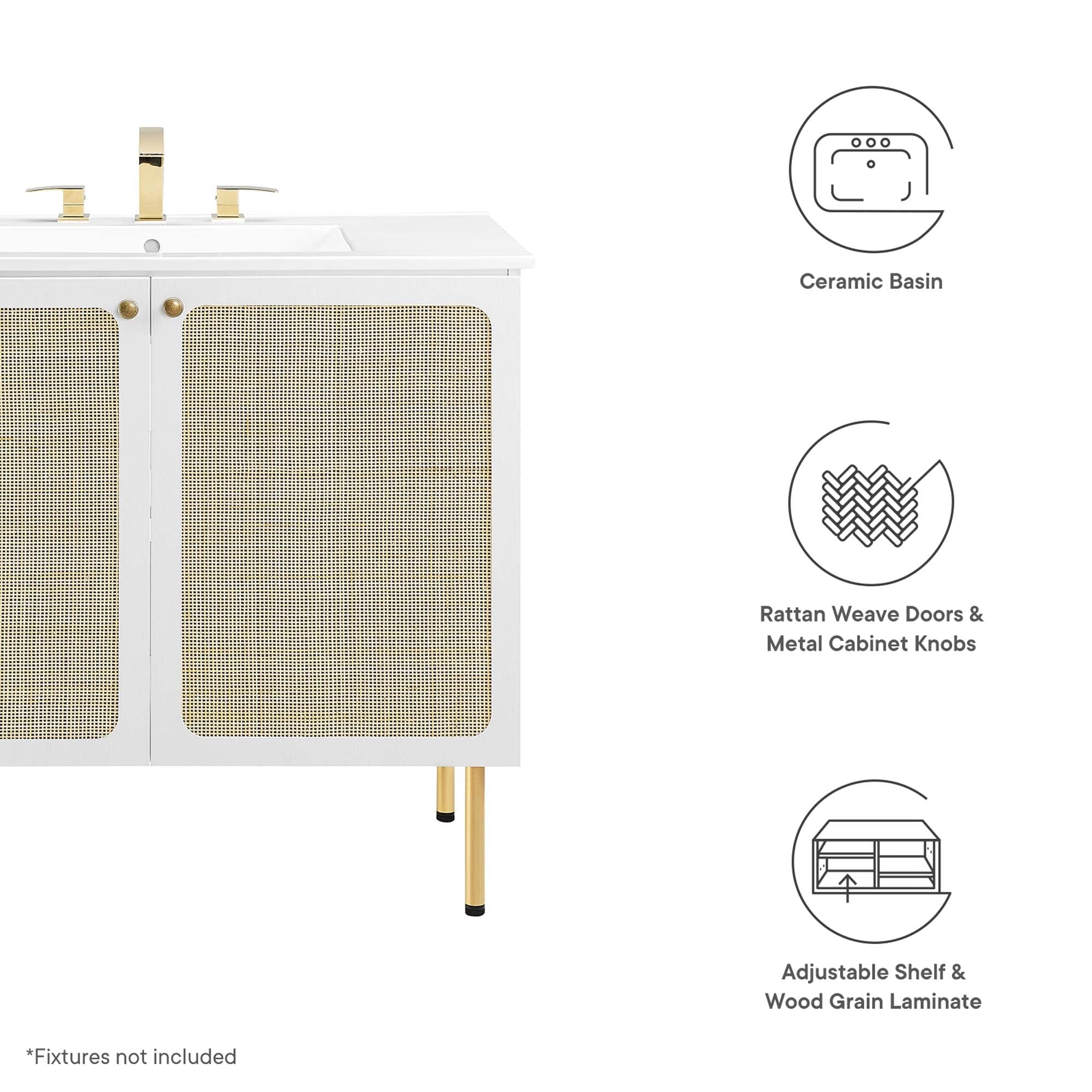 Chaucer Bathroom Vanity with White Basin Included by Modway