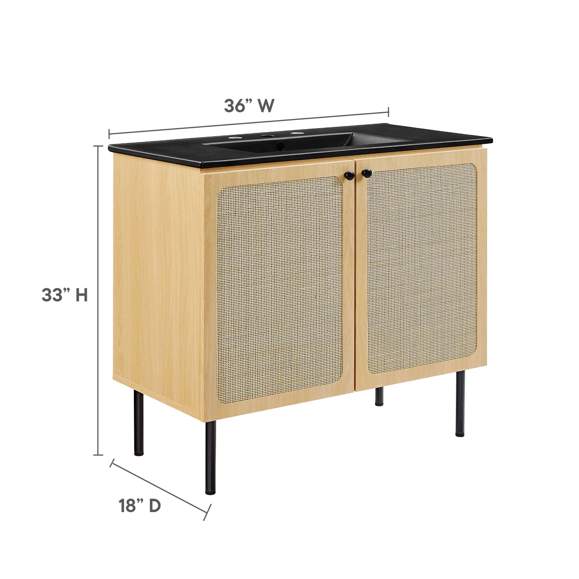 Chaucer Bathroom Vanity with Black Basin Included by Modway