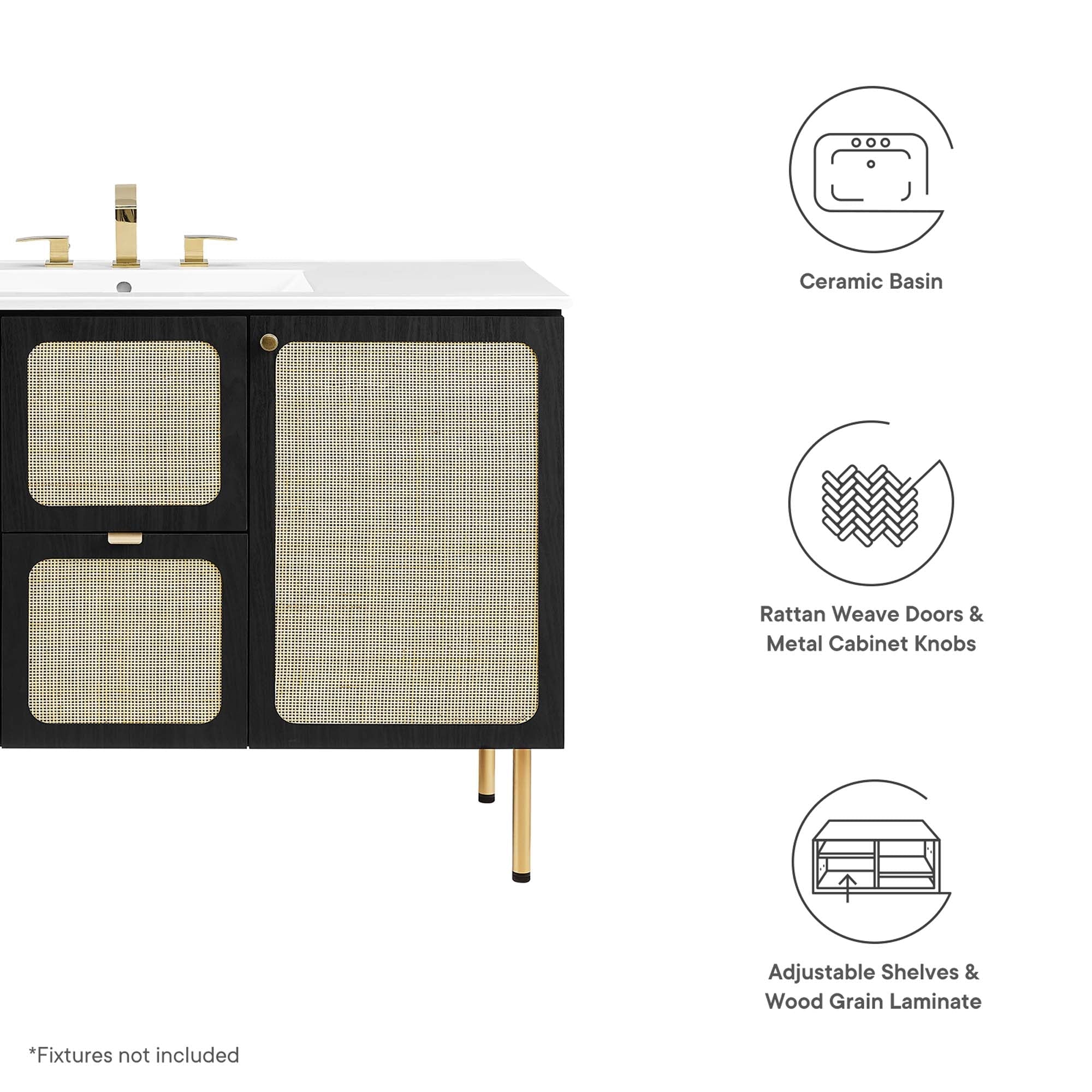 Chaucer 48" Bathroom Vanity with White Basin Included by Modway