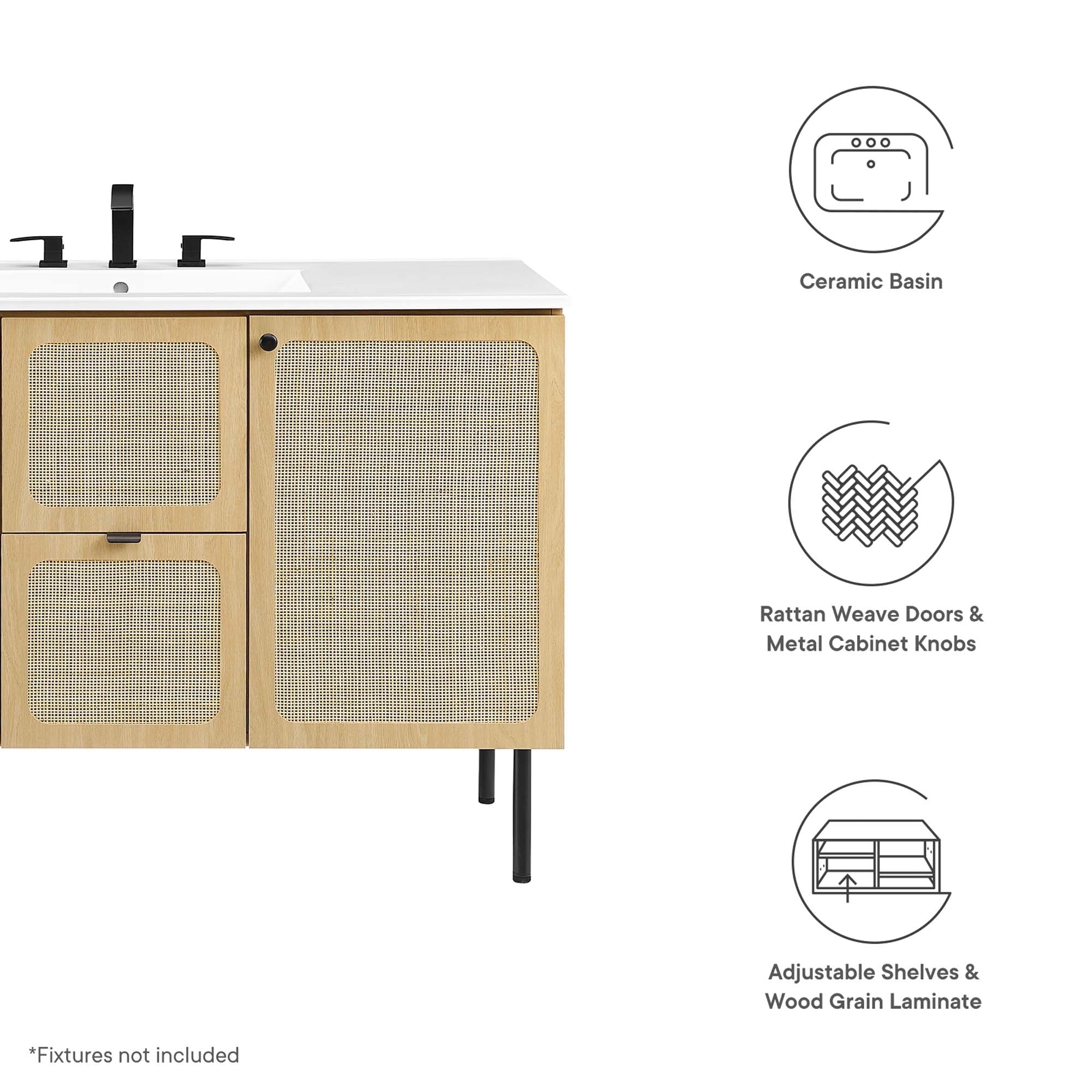 Chaucer 48" Bathroom Vanity with White Basin Included by Modway