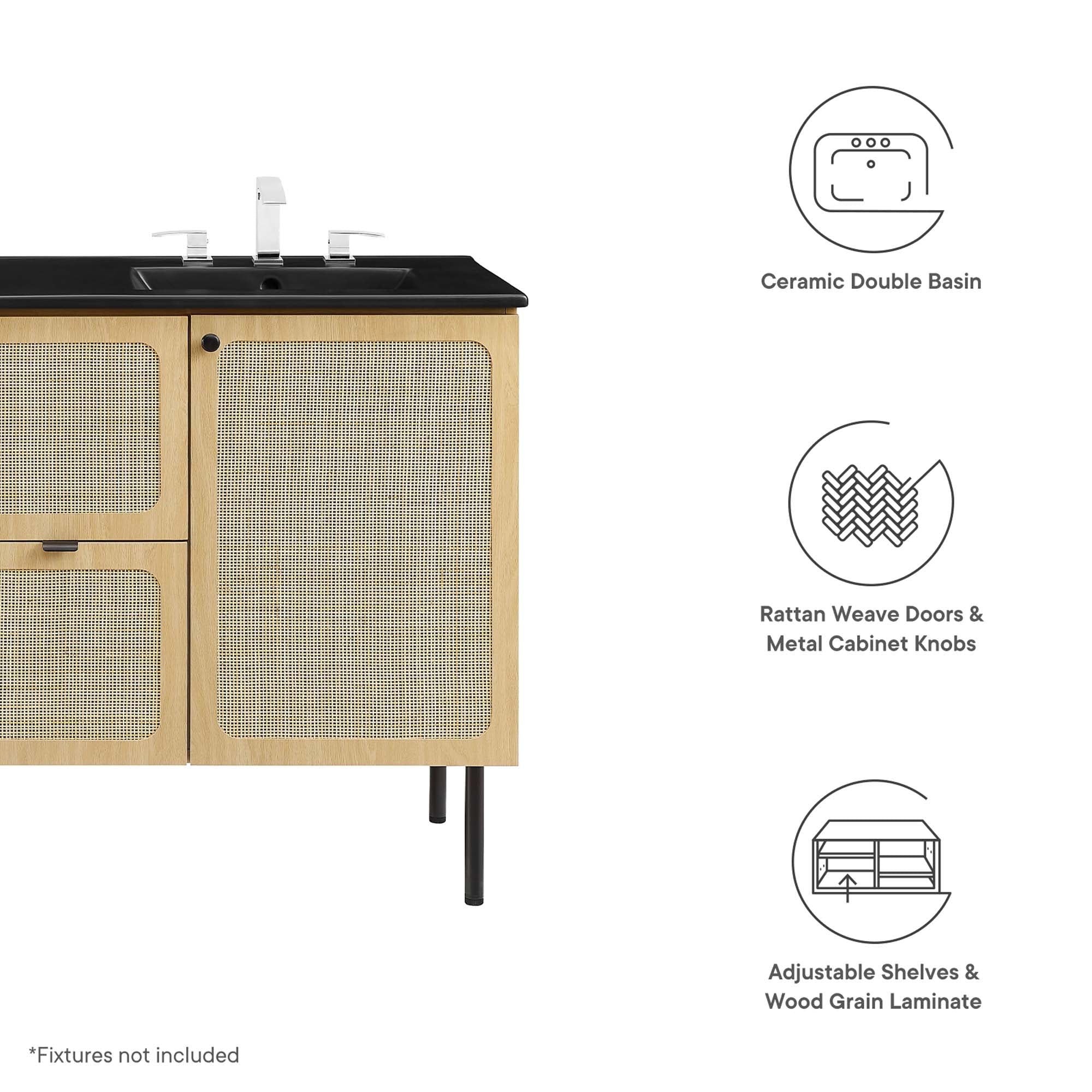 Chaucer Bathroom Vanity with Black Basin Included by Modway
