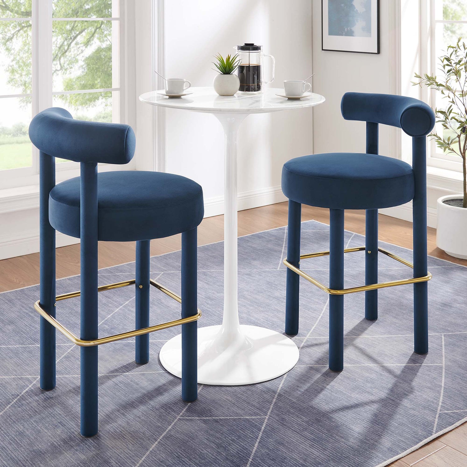 Toulouse Performance Velvet Bar Stool - Set of 2 by Modway