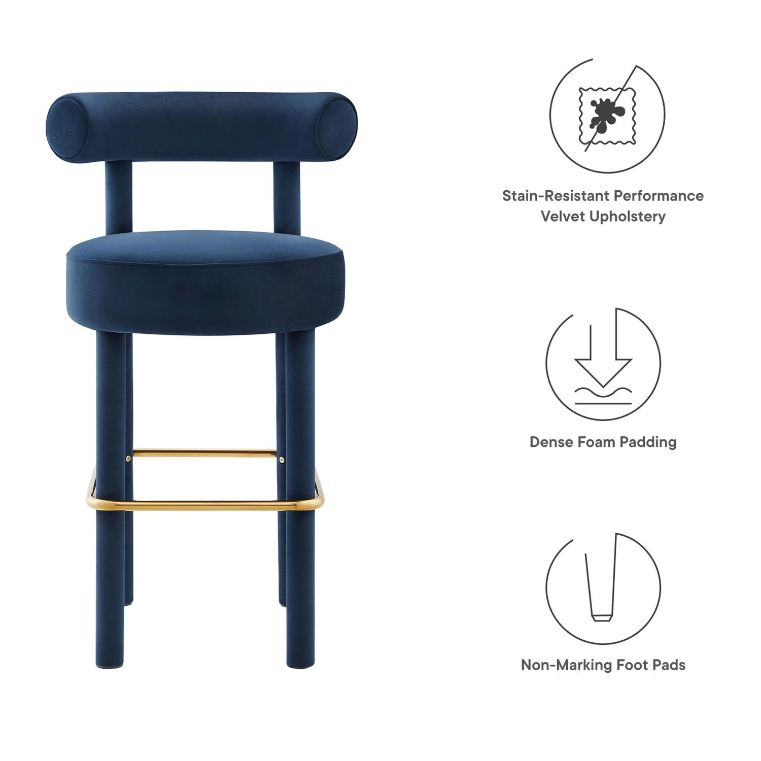 Toulouse Performance Velvet Bar Stool - Set of 2 by Modway