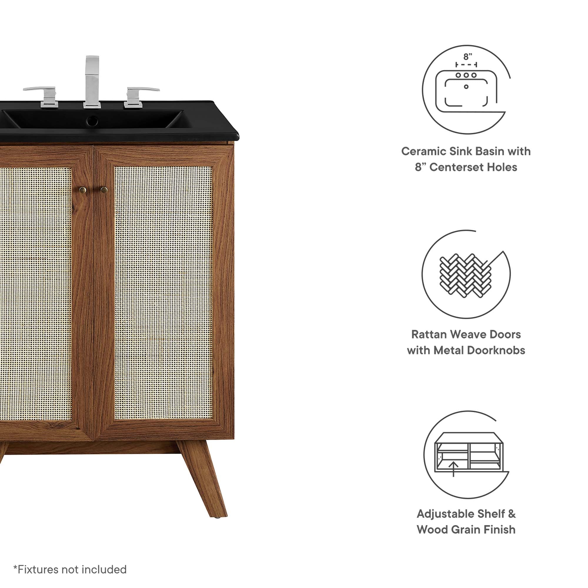 Soma Bathroom Vanity with Black Basin Included by Modway