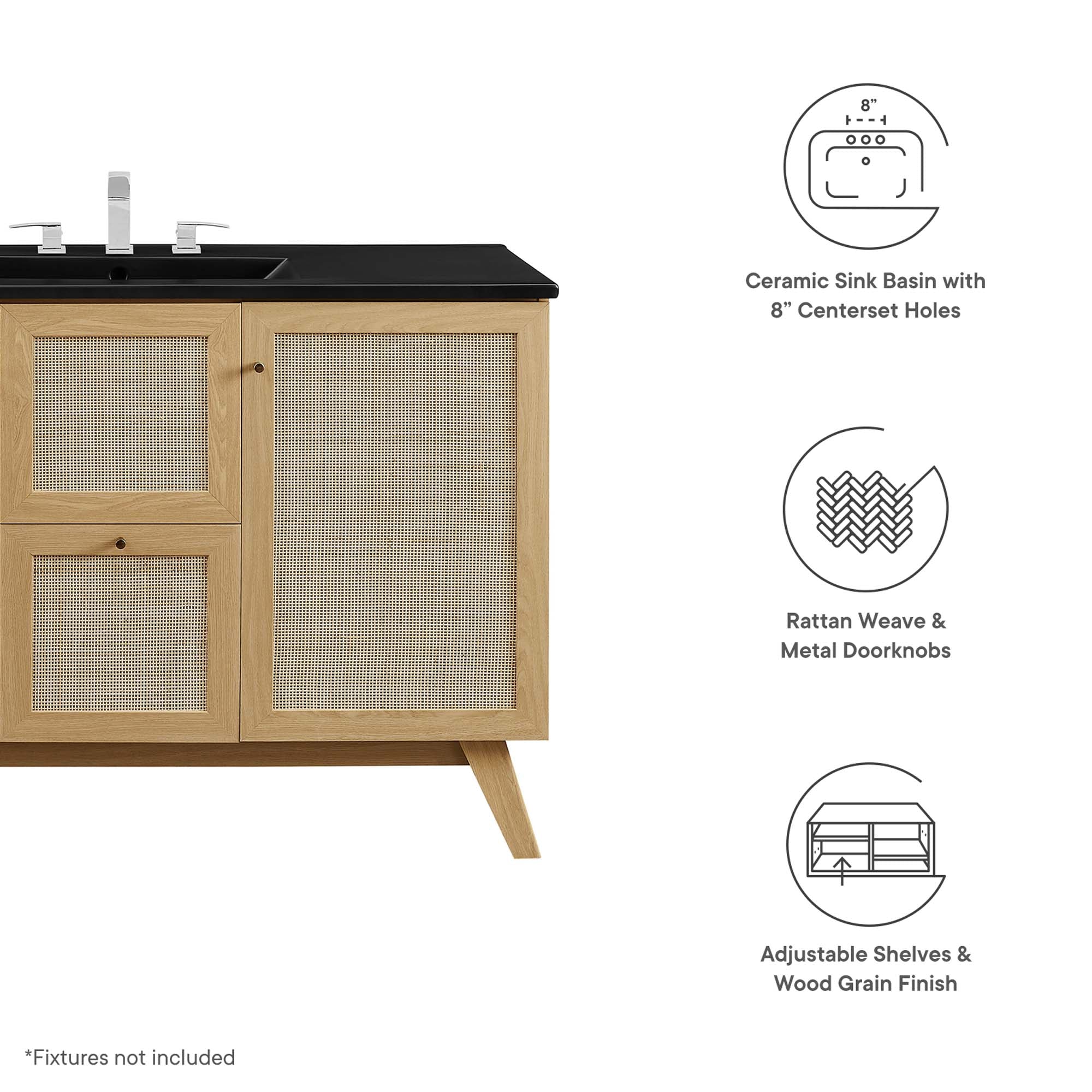 Soma Bathroom Vanity with Black Basin Included by Modway