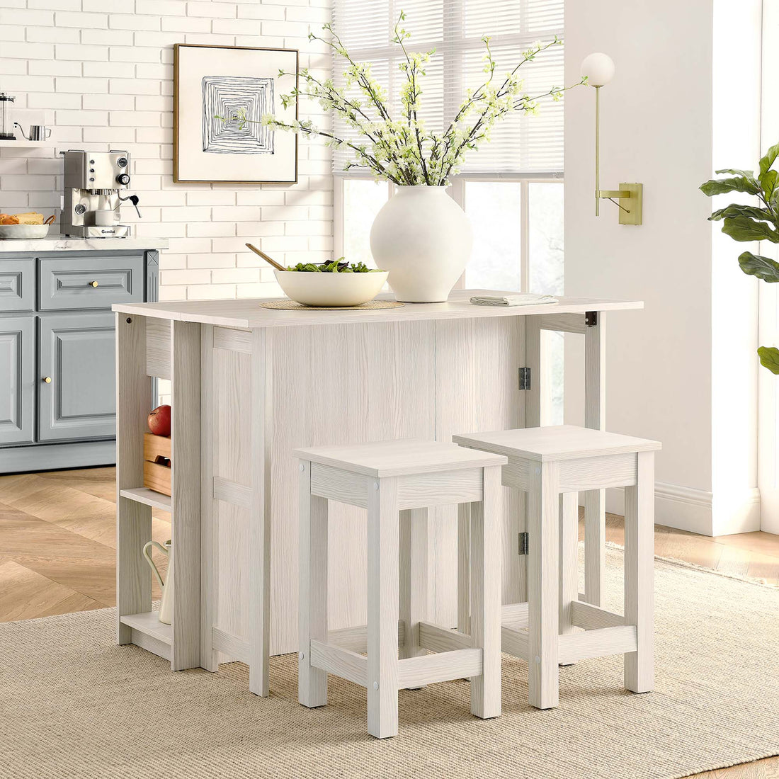 Meadowbrook 3-Piece Kitchen Island and Stool Set by Modway