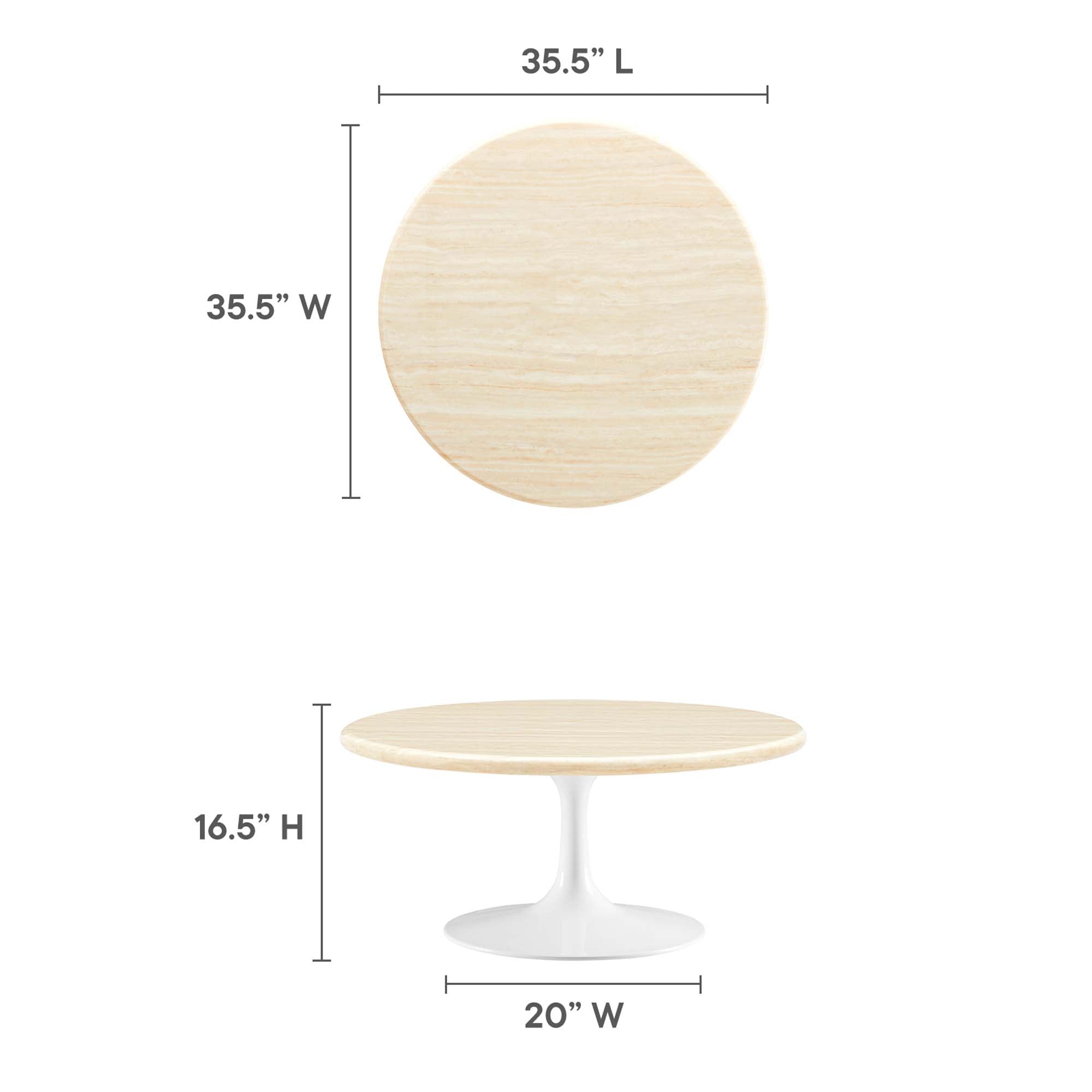 Lippa Round Artificial Travertine Coffee Table by Modway