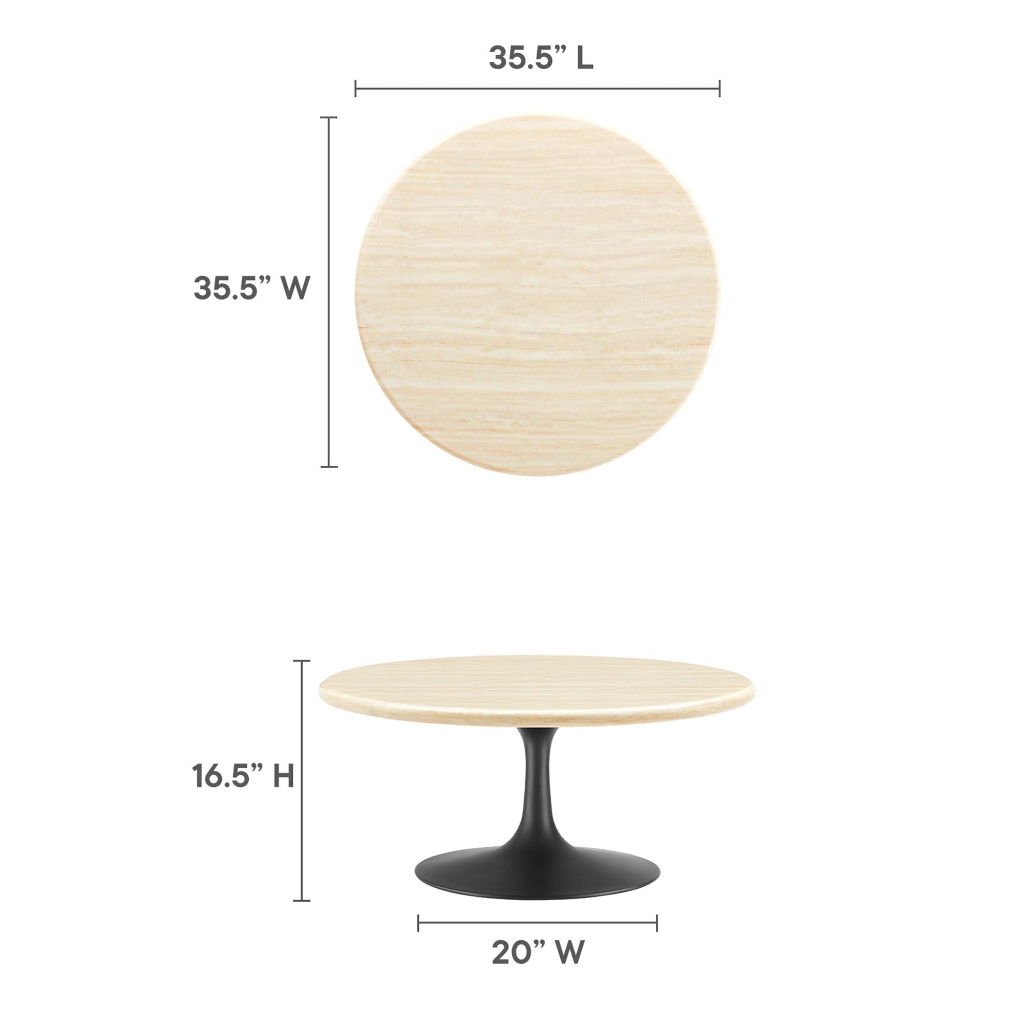 Lippa Round Artificial Travertine Coffee Table by Modway