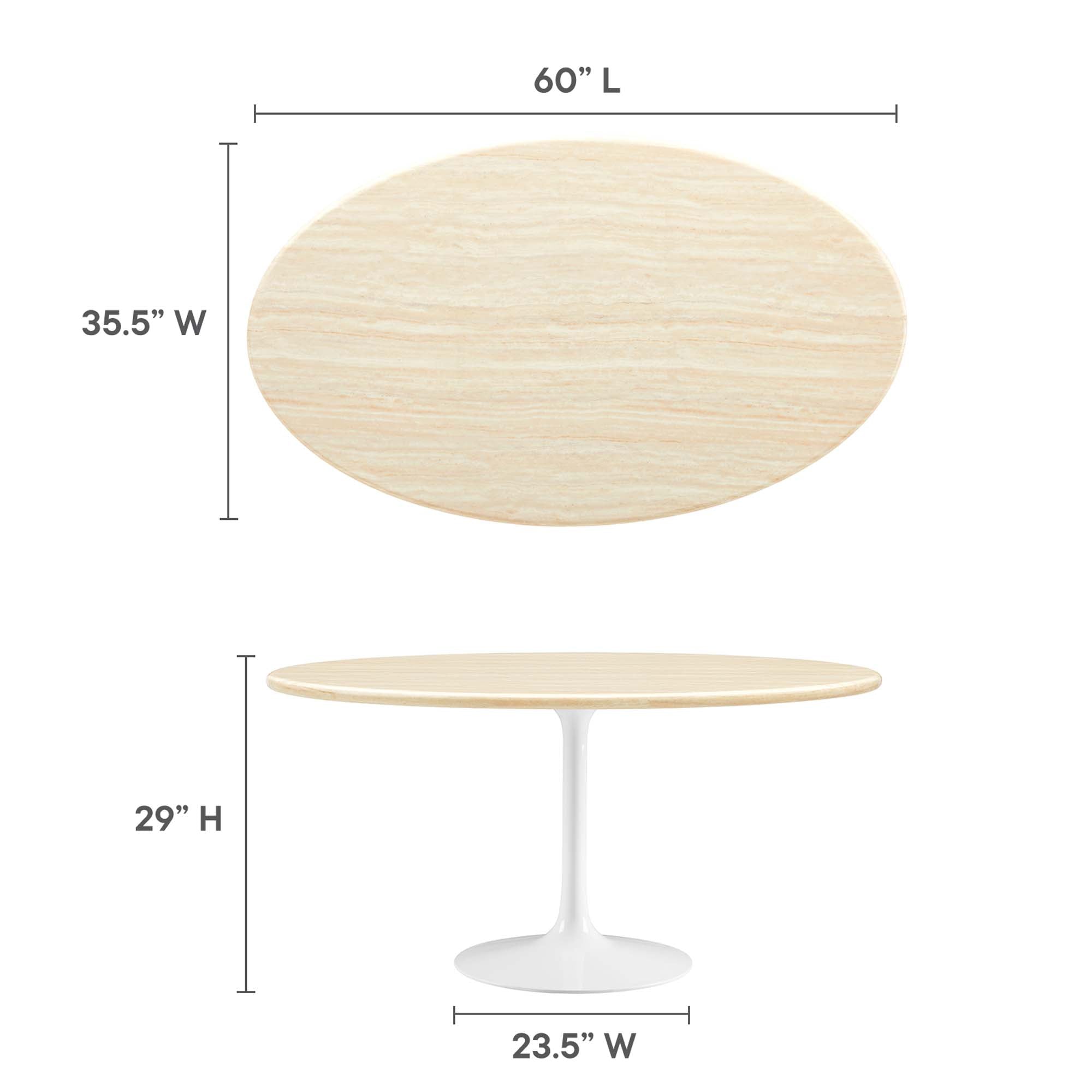 Lippa Oval Artificial Travertine Dining Table by Modway