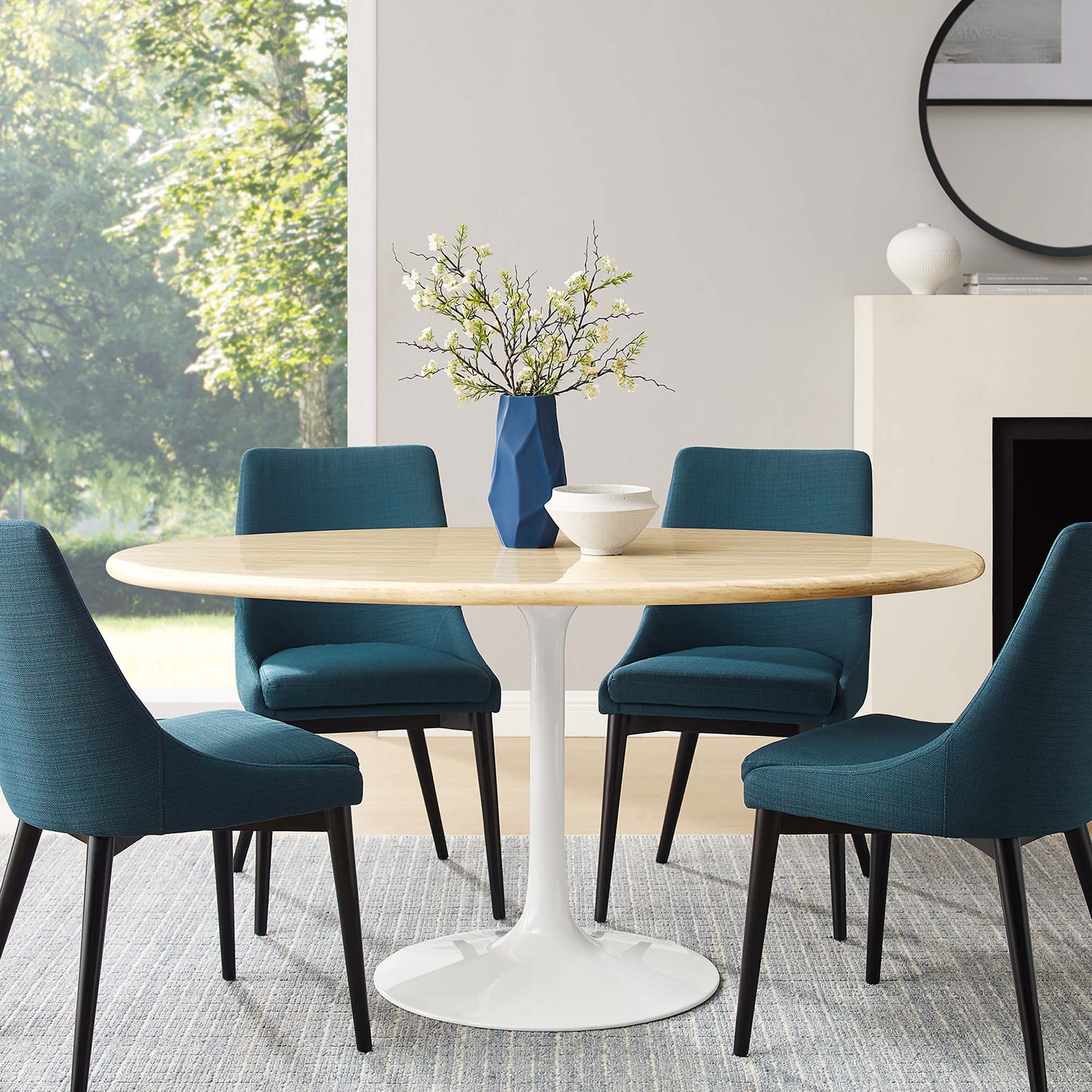 Lippa Oval Artificial Travertine Dining Table by Modway