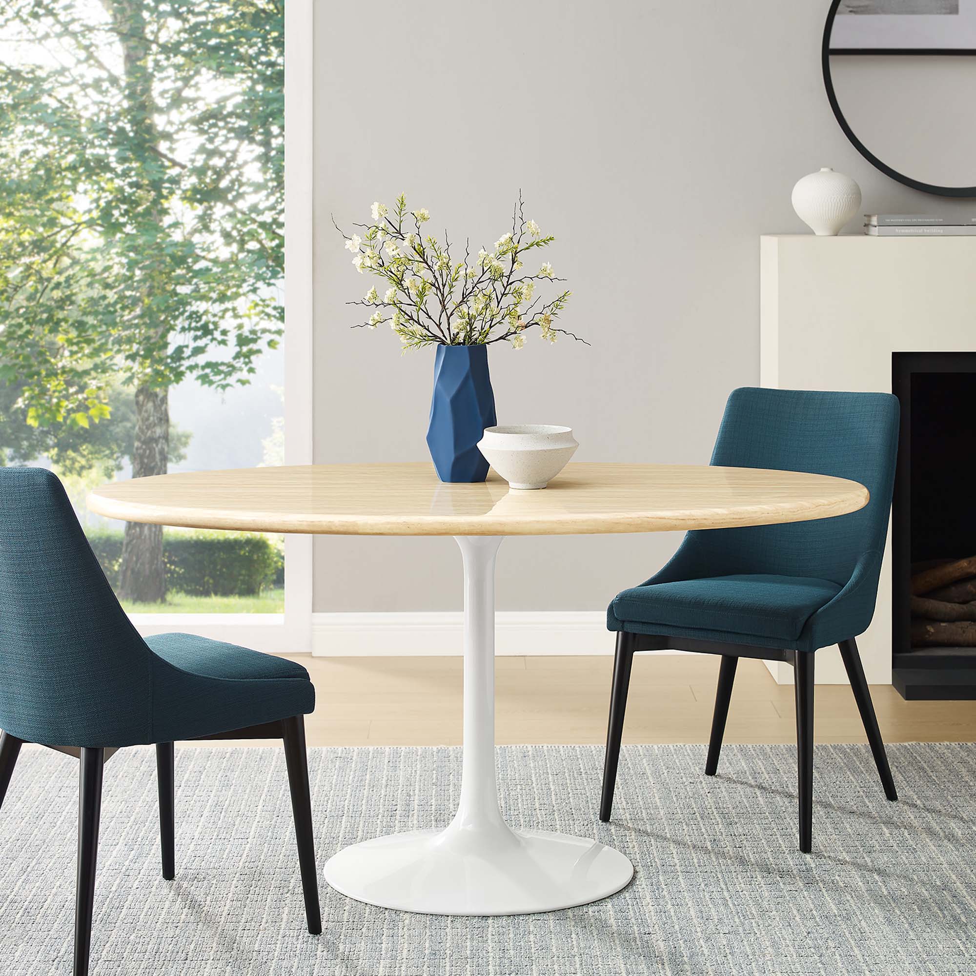 Lippa Oval Artificial Travertine Dining Table by Modway