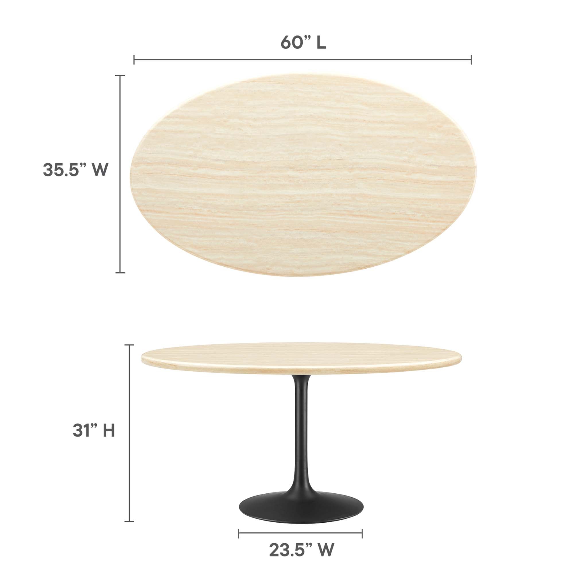 Lippa Oval Artificial Travertine Dining Table by Modway