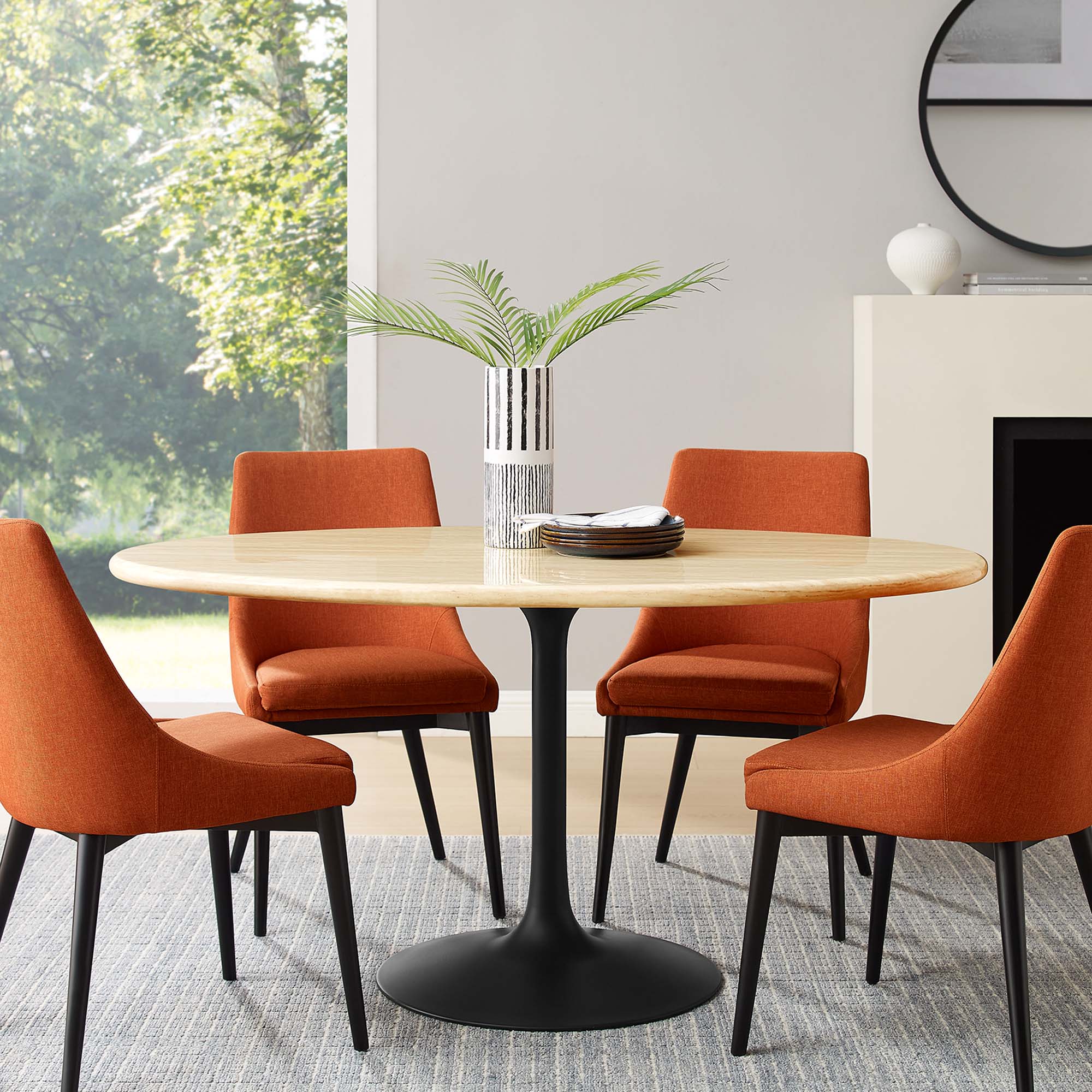 Lippa Oval Artificial Travertine Dining Table by Modway