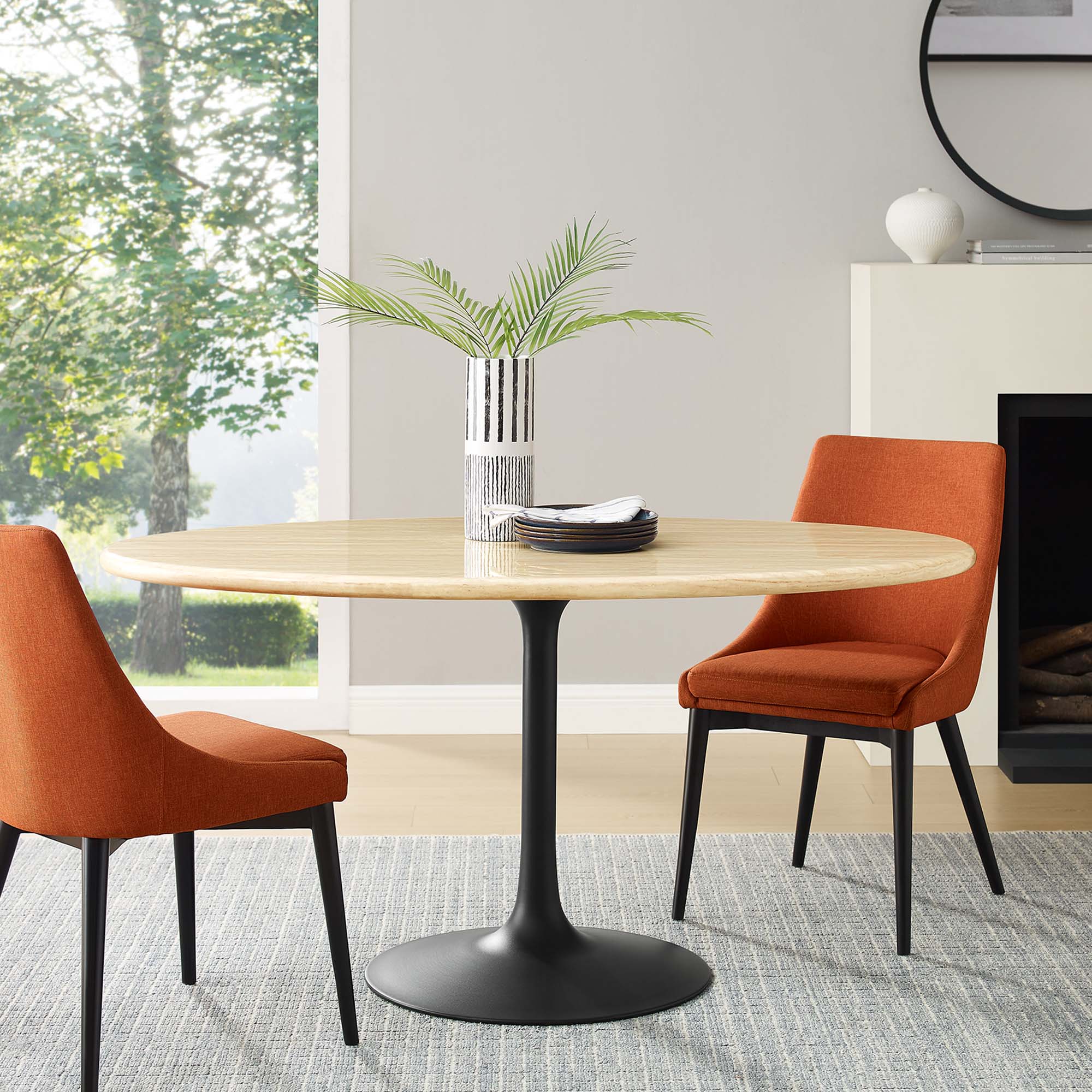 Lippa Oval Artificial Travertine Dining Table by Modway
