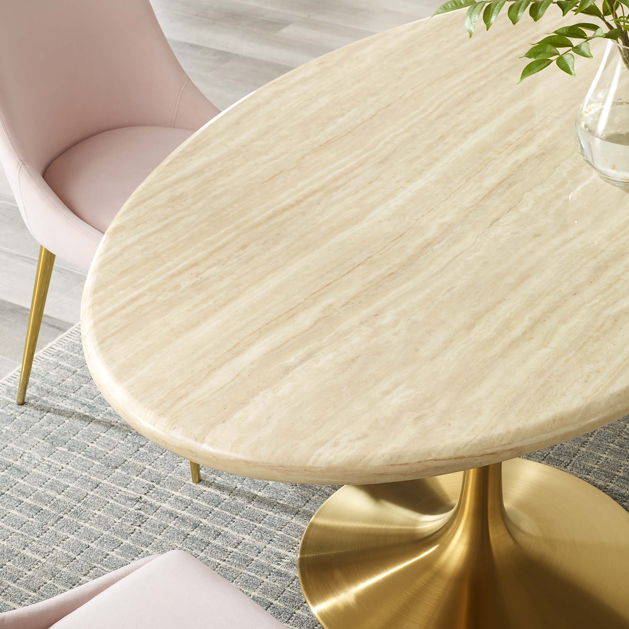 Lippa Oval Artificial Travertine Dining Table by Modway
