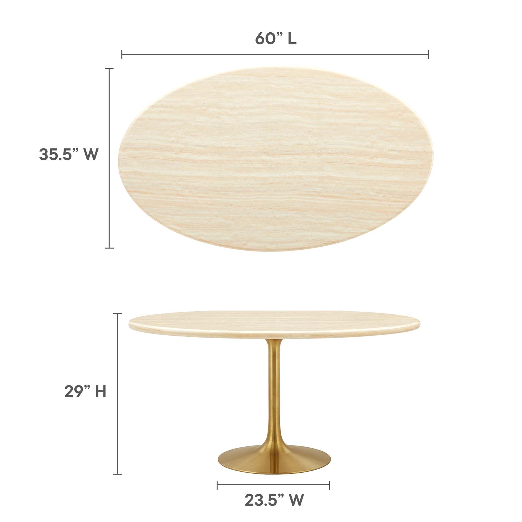 Lippa Oval Artificial Travertine Dining Table by Modway