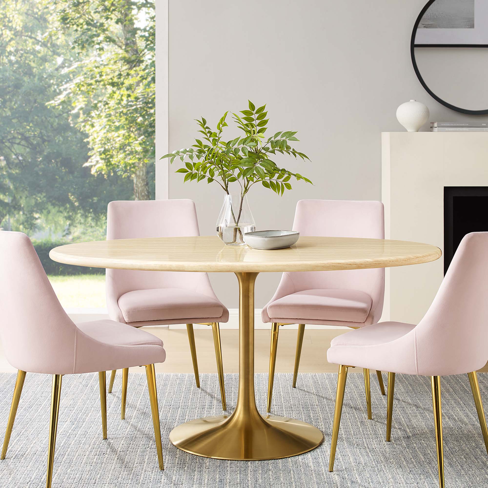 Lippa Oval Artificial Travertine Dining Table by Modway