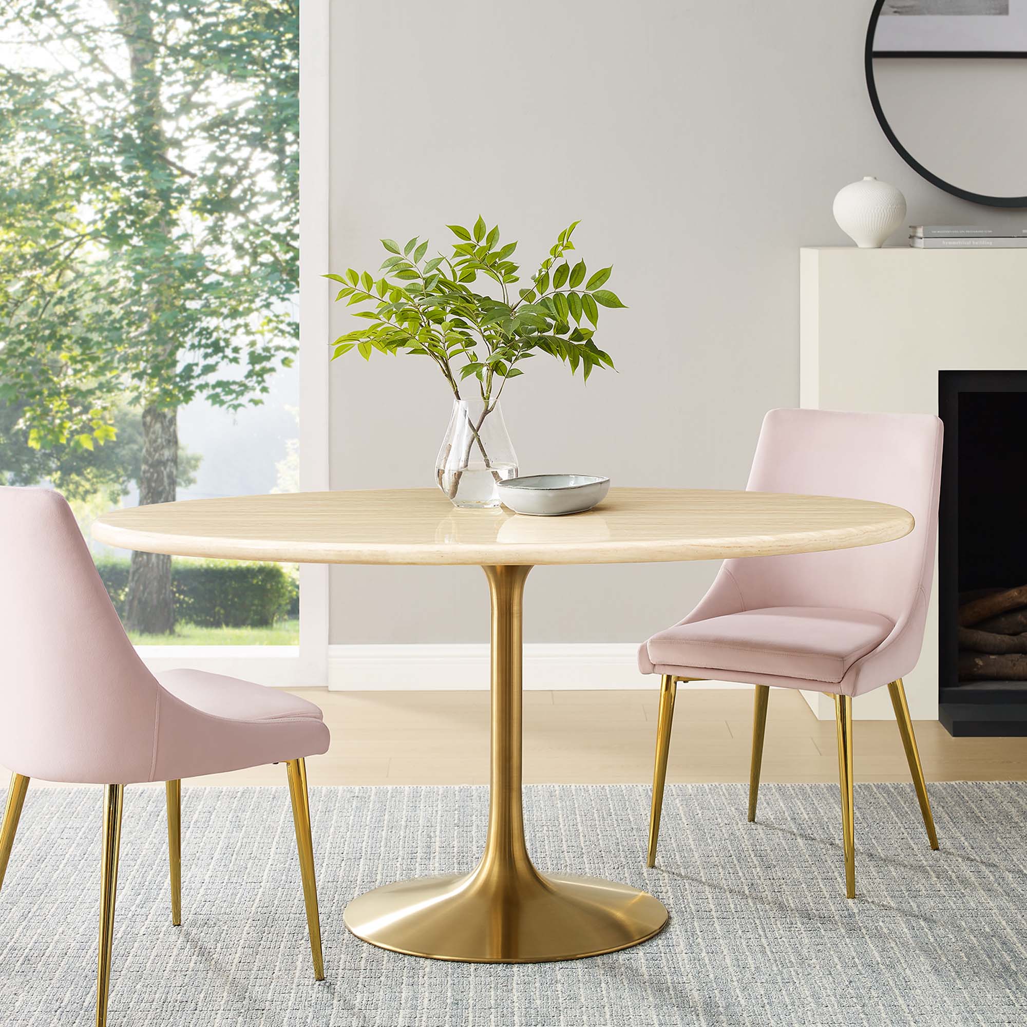 Lippa Oval Artificial Travertine Dining Table by Modway