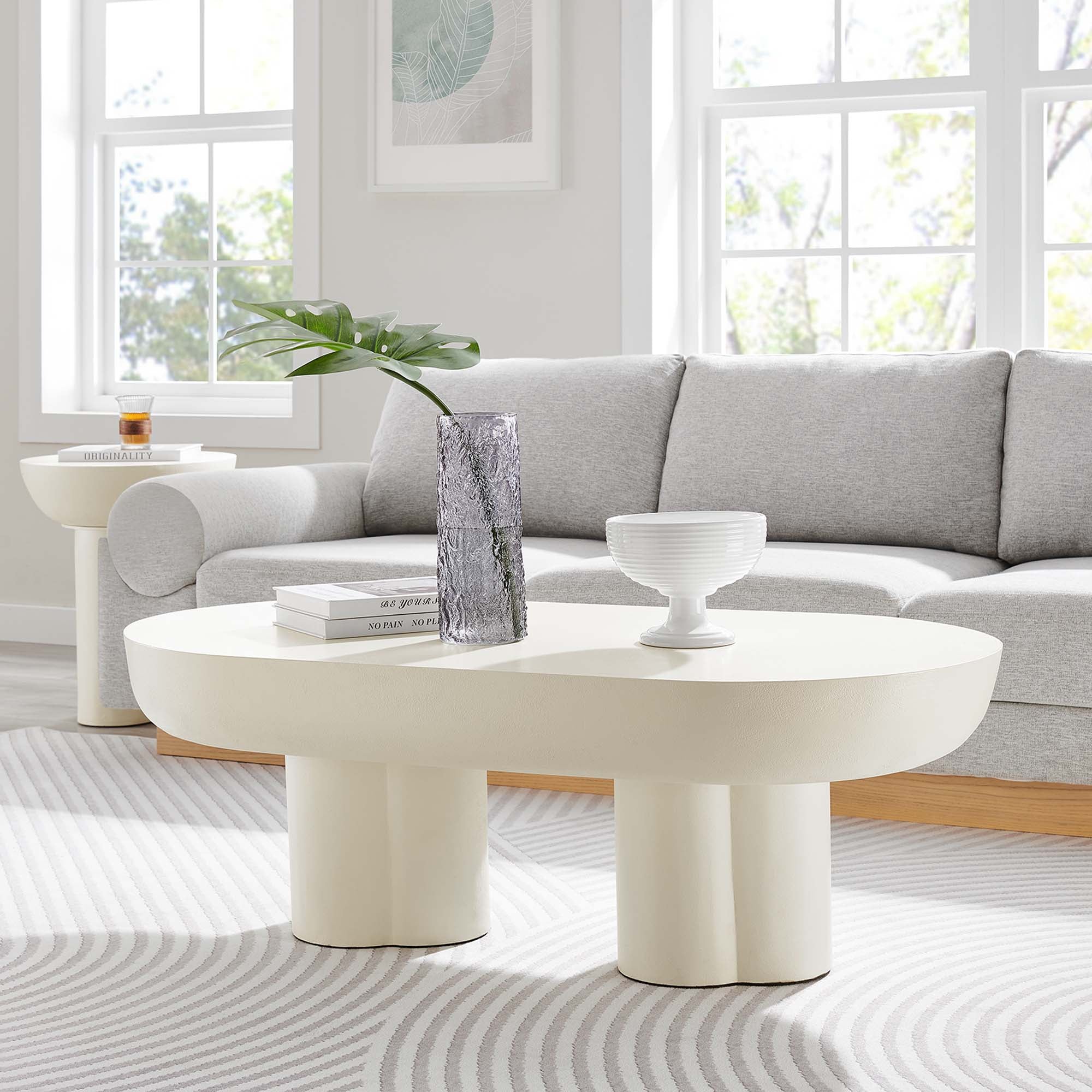 Caspian Oval Concrete Coffee Table by Modway