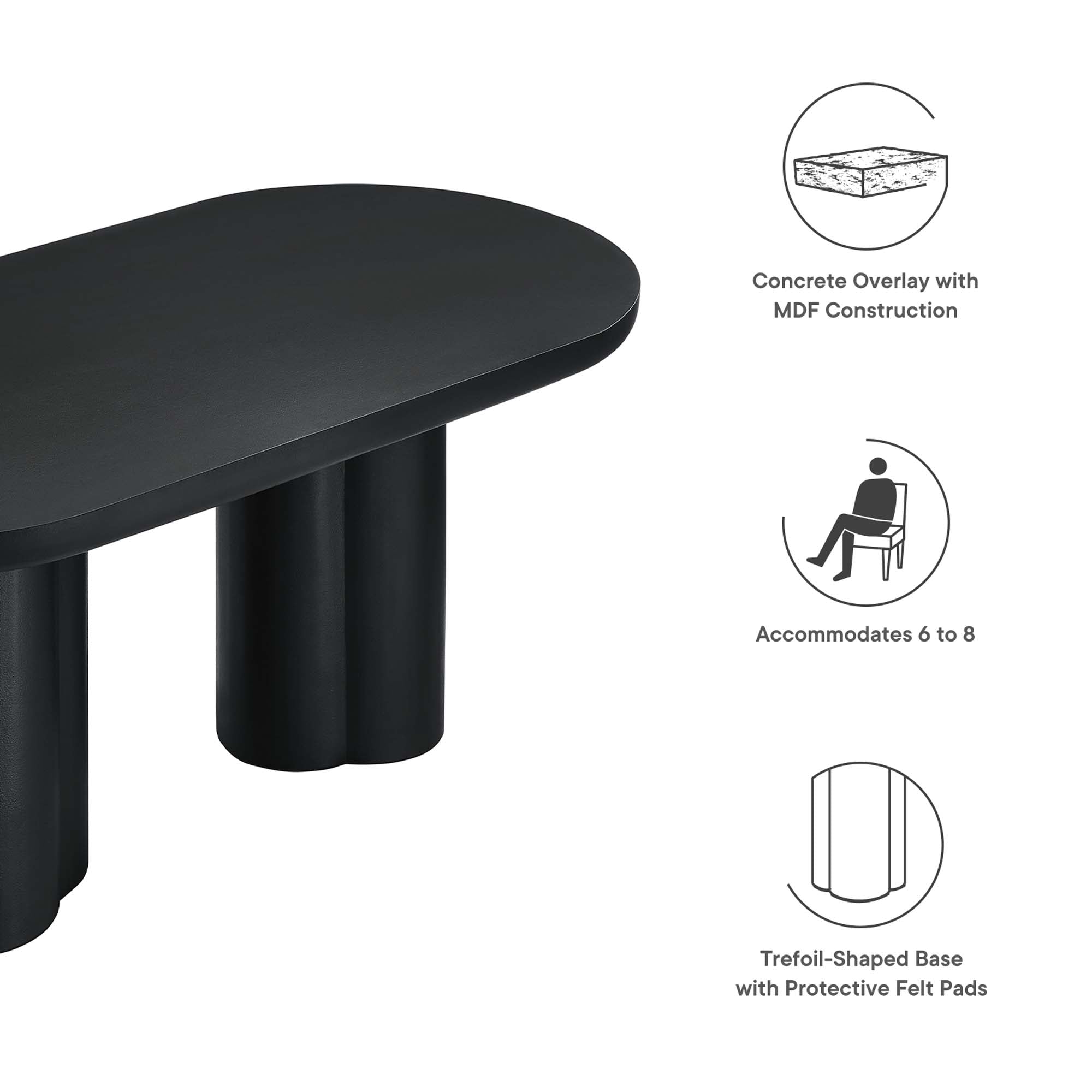 Caspian 72" Oval Concrete Dining Table by Modway