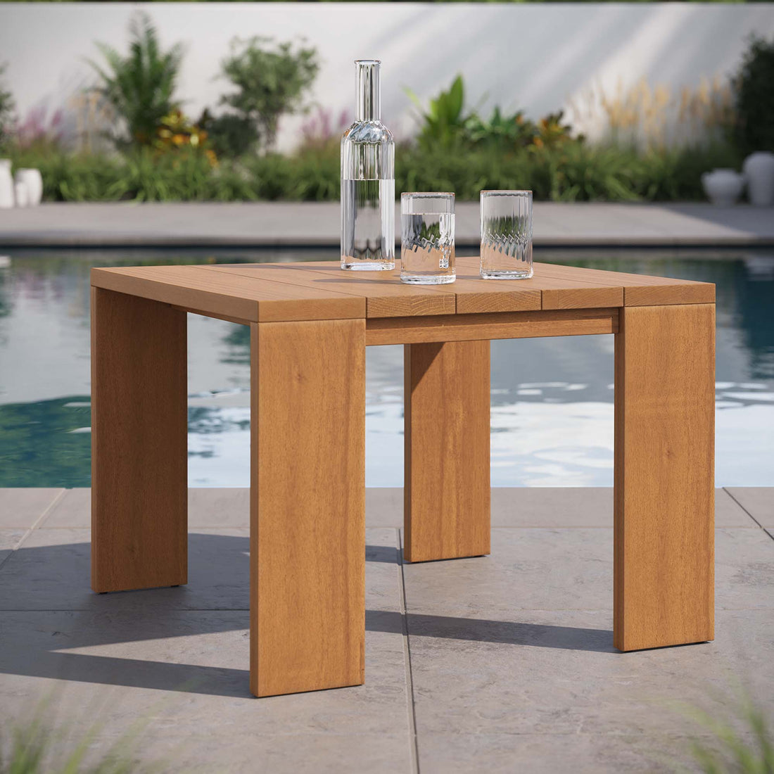 Tahoe Outdoor Patio Acacia Wood Side Table by Modway