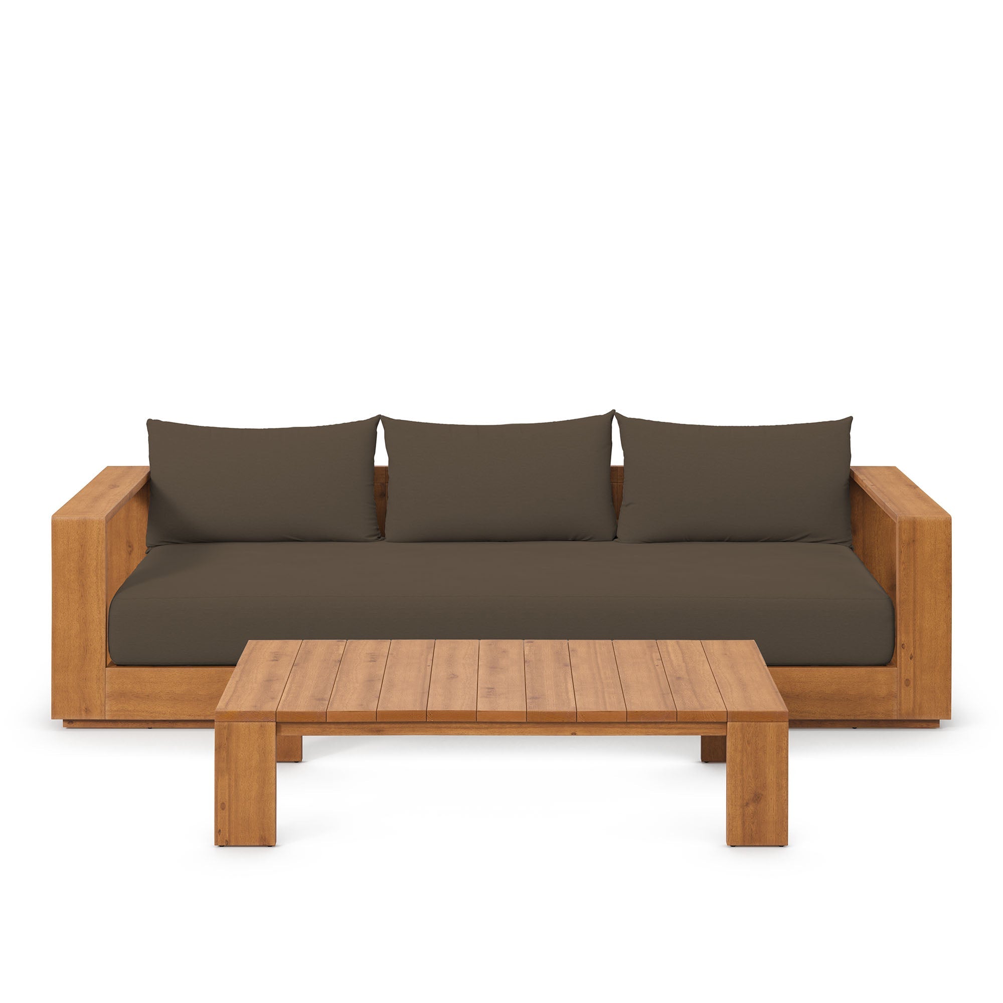 Tahoe 2-Piece Outdoor Patio Acacia Wood Sofa and Coffee Table Set by Modway