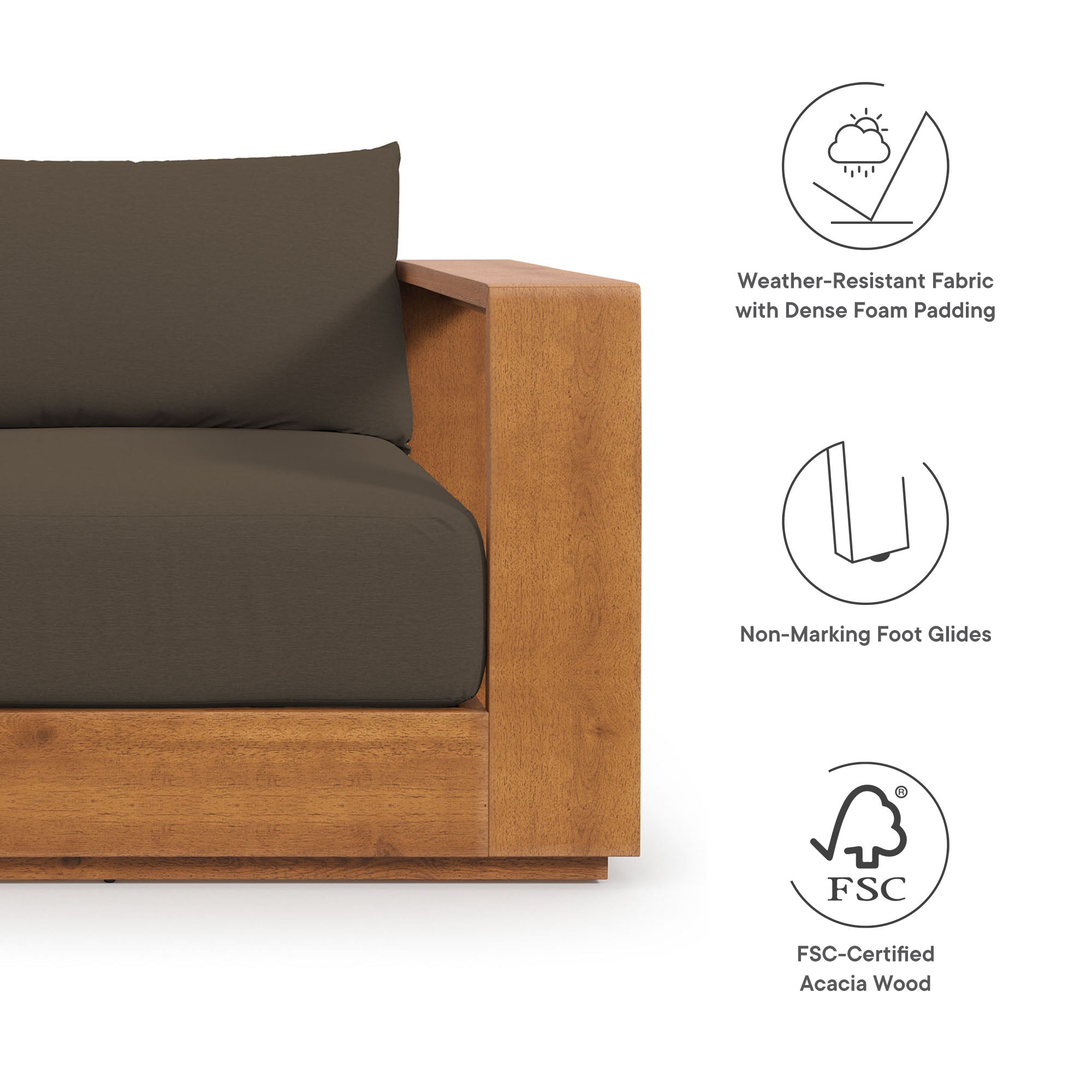 Tahoe 5-Piece Outdoor Patio Acacia Wood Furniture Set by Modway