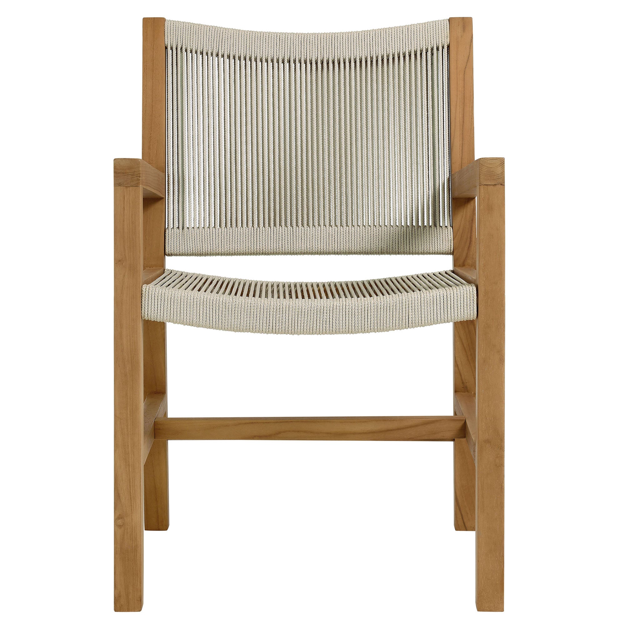 Vienna 3-Piece Outdoor Patio Teak and Rope Armchairs with Folding Side Table by Modway