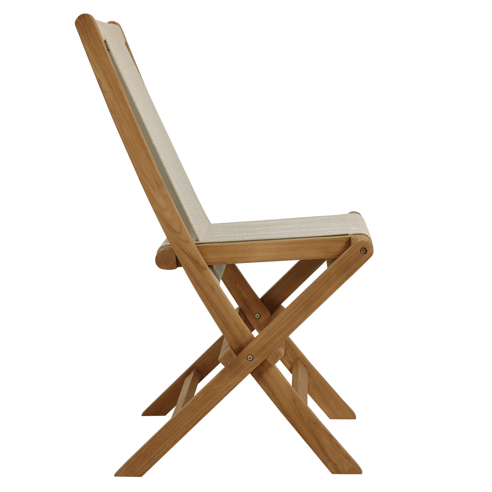 Vienna 2-Piece Outdoor Patio Teak and Rope Folding Accent Lounge Chair and Ottoman Set by Modway