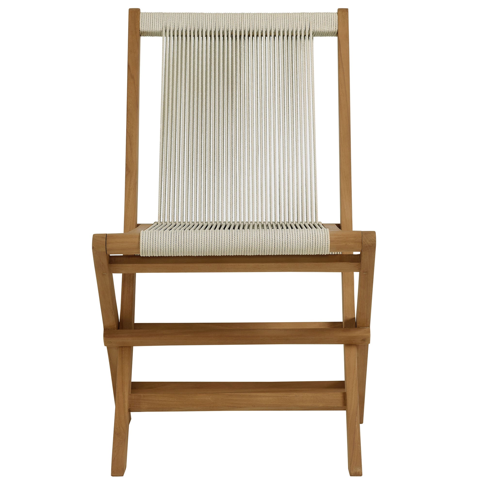 Vienna 2-Piece Outdoor Patio Teak and Rope Folding Accent Lounge Chair and Ottoman Set by Modway