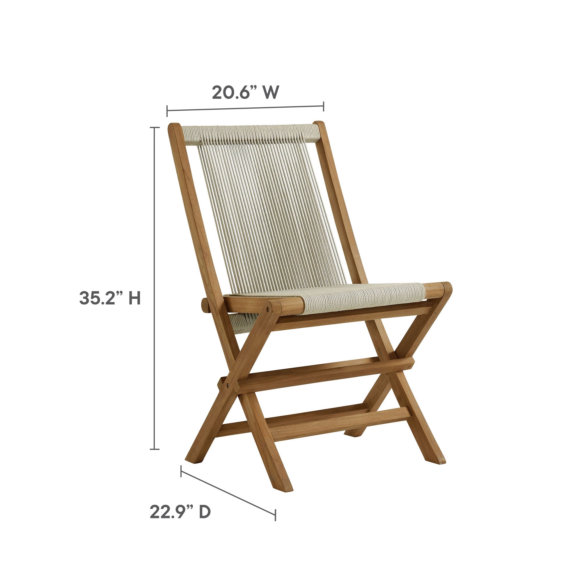 Vienna Outdoor Patio Teak and Rope Folding Chairs Set of 4 by Modway