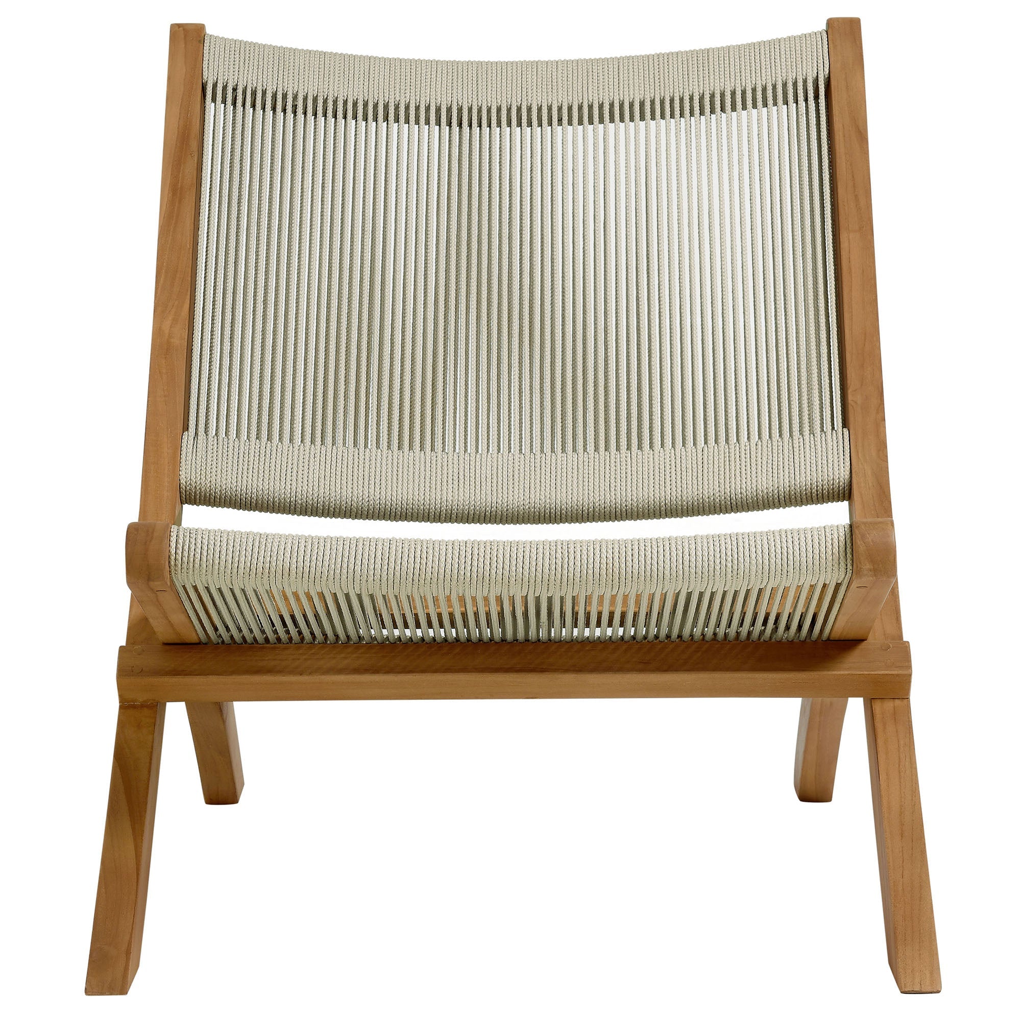 Vienna 3-Piece Outdoor Patio Teak and Rope Folding Lounge Chairs and Side Table by Modway
