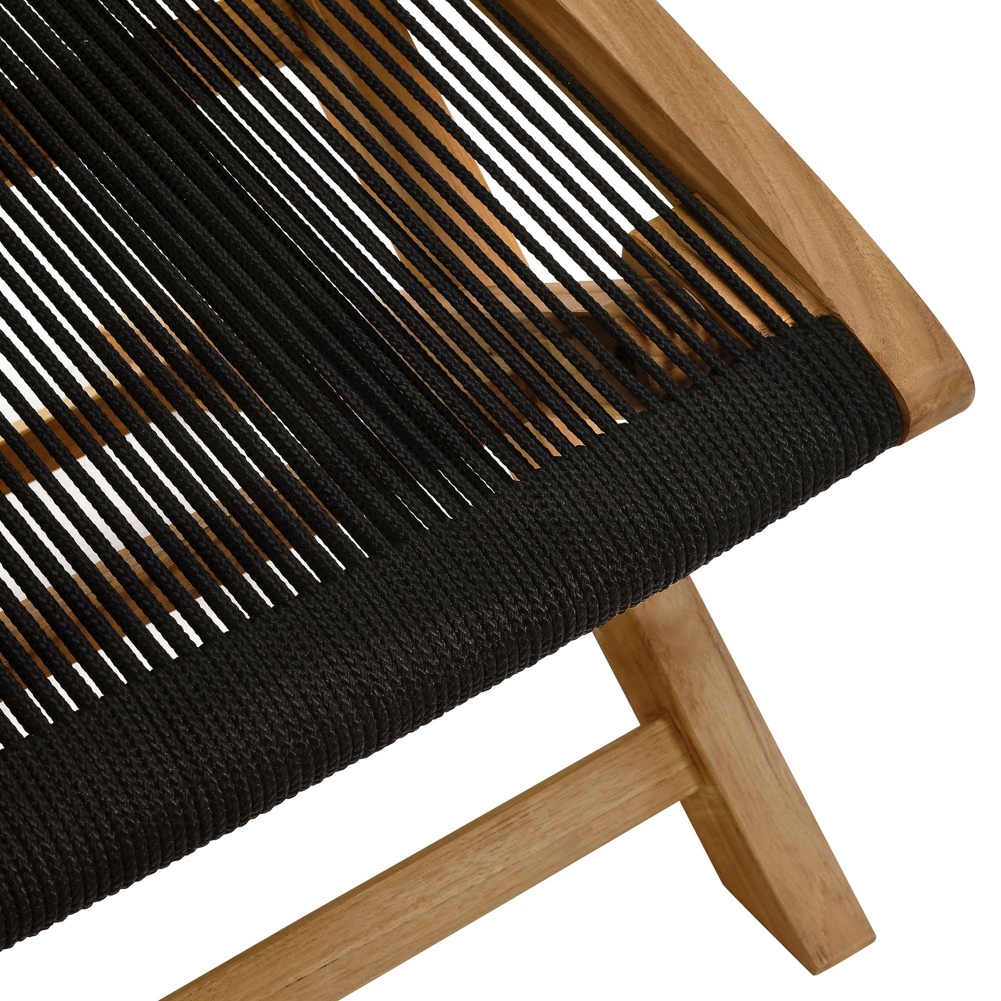 Vienna Outdoor Patio Teak and Rope Folding Ottoman by Modway