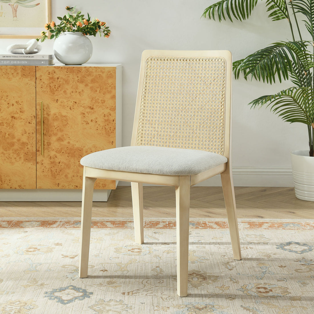 Monarch Beech Wood and Rattan Dining Side Chair by Modway