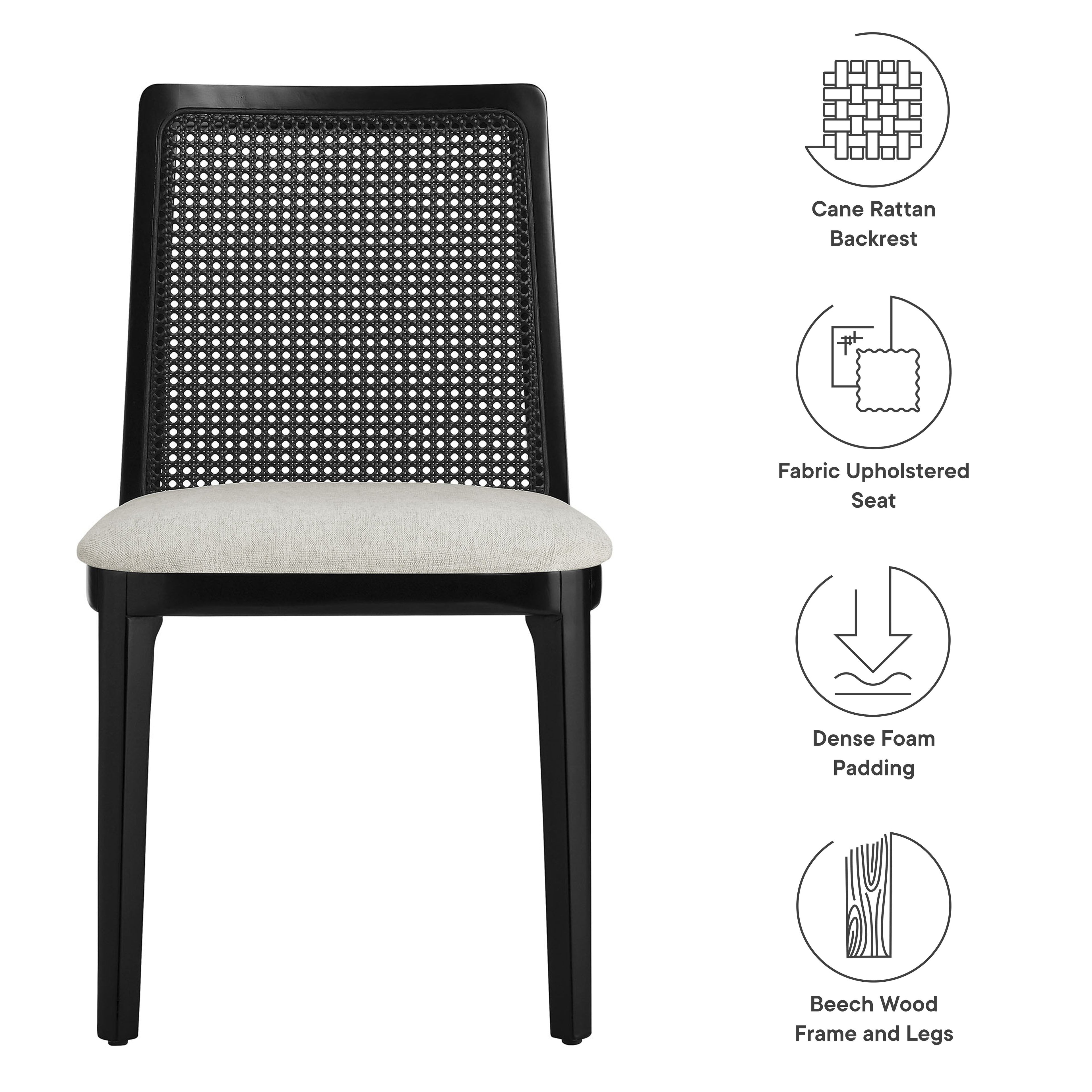 Monarch Beech Wood and Rattan Dining Side Chair by Modway