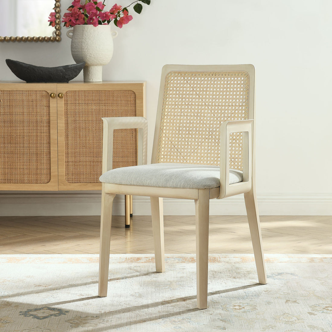 Monarch Beech Wood and Rattan Dining Armchair by Modway