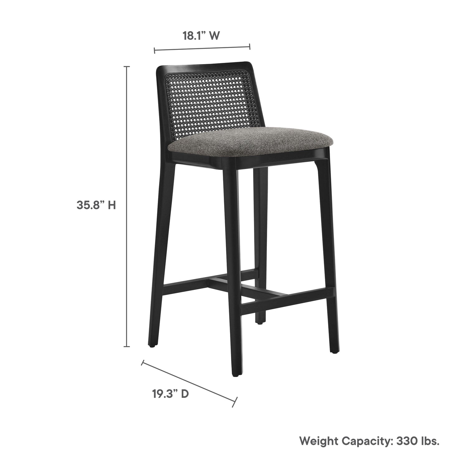 Monarch Beech Wood and Rattan Counter Stool by Modway