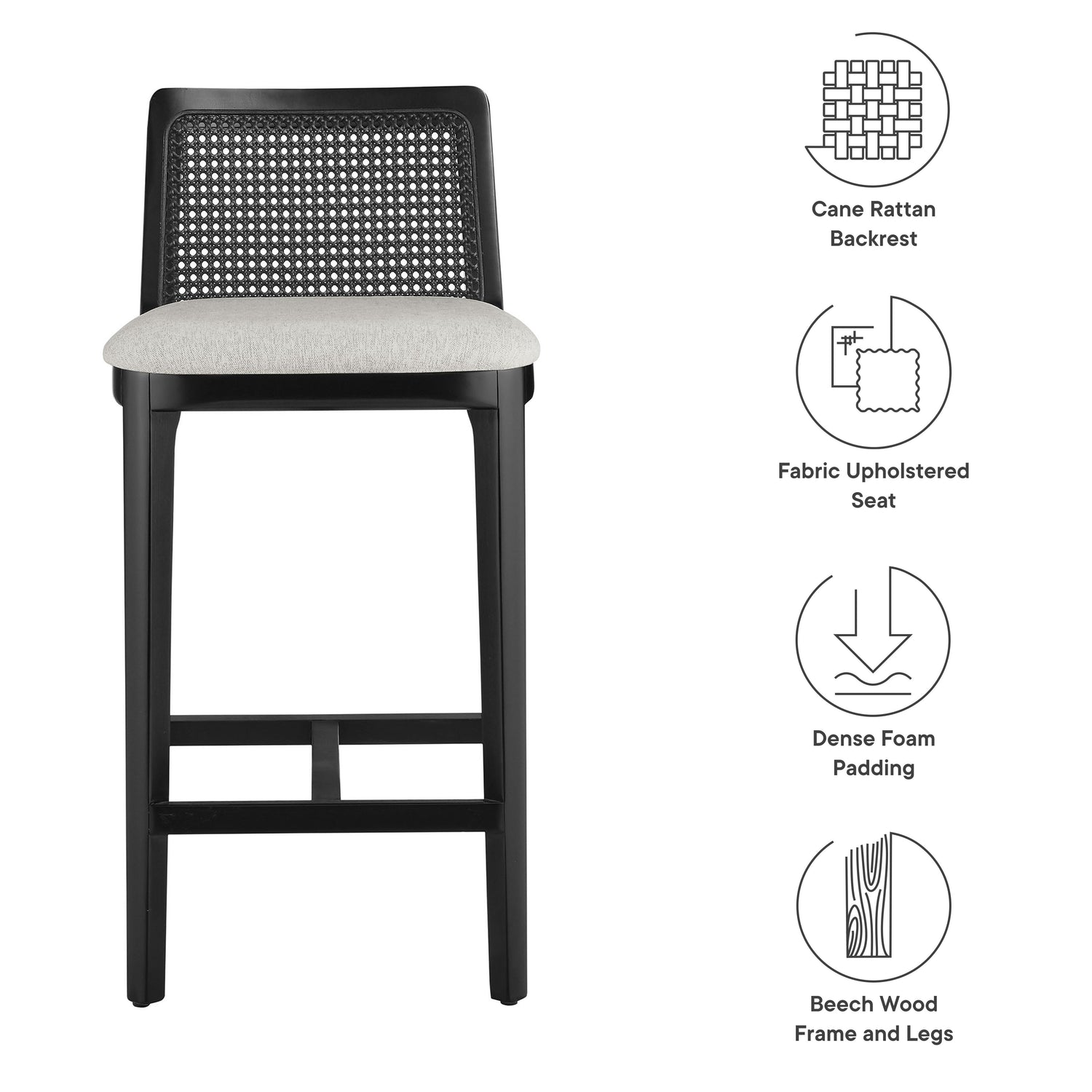 Monarch Beech Wood and Rattan Counter Stool by Modway
