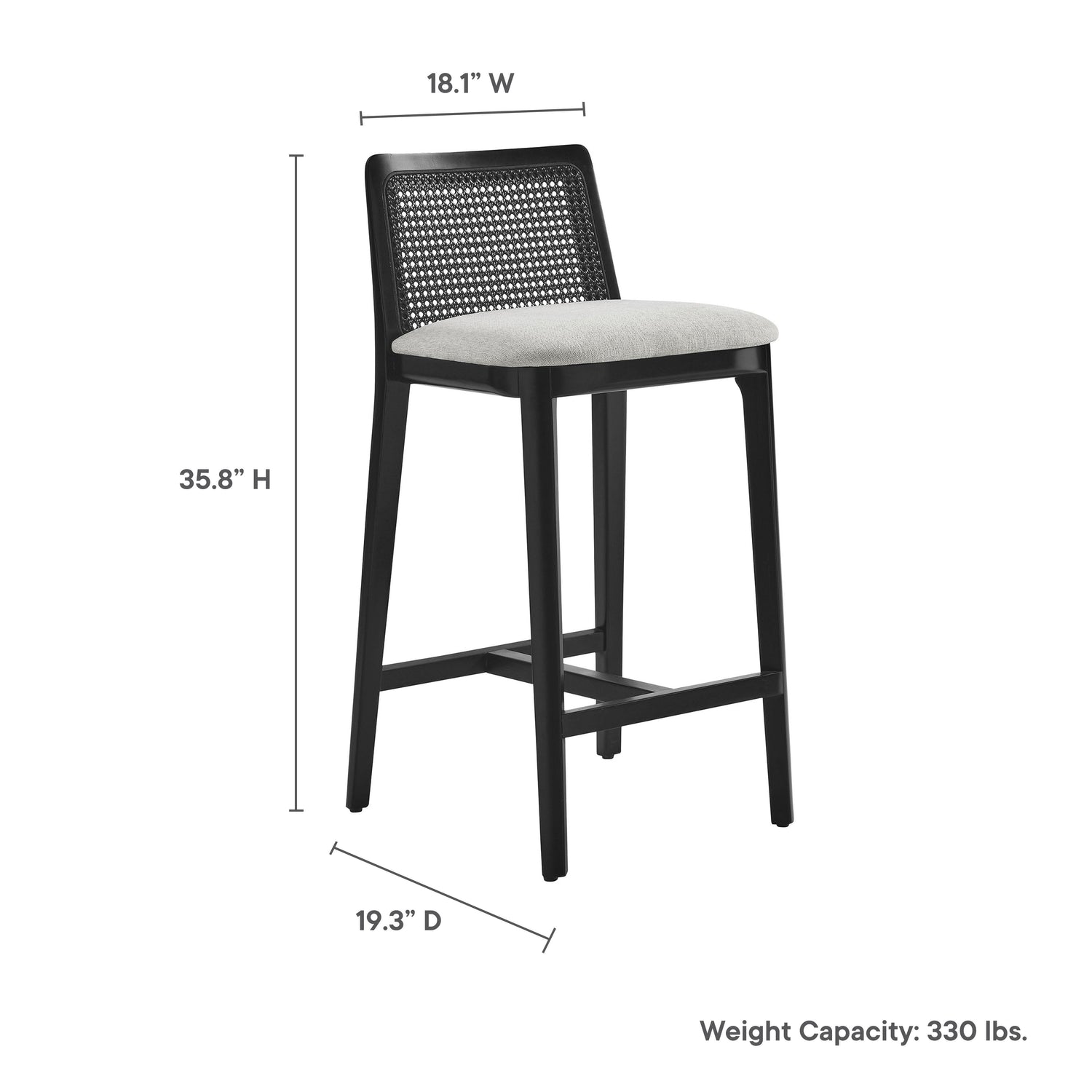 Monarch Beech Wood and Rattan Counter Stool by Modway