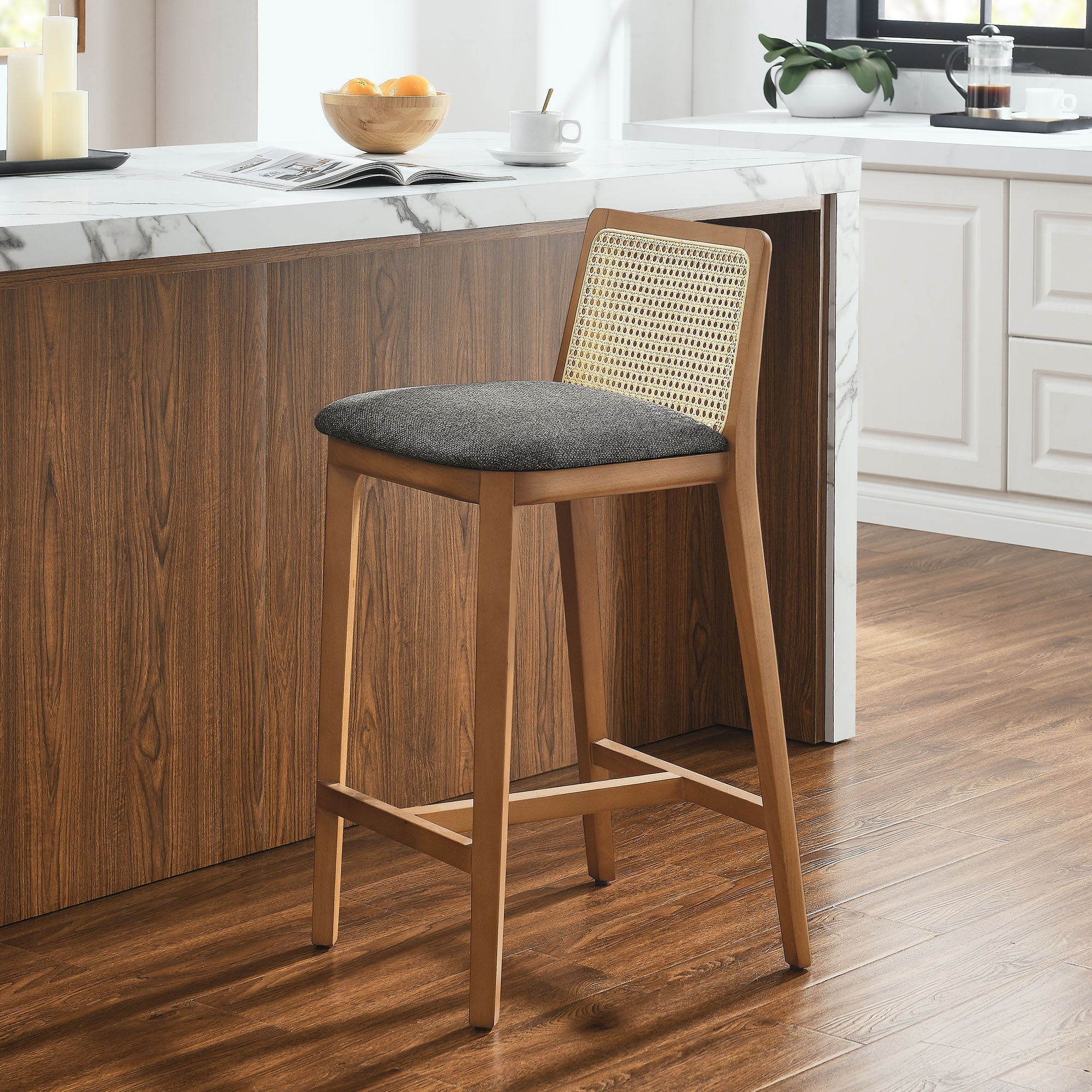 Monarch Beech Wood and Rattan Counter Stool by Modway