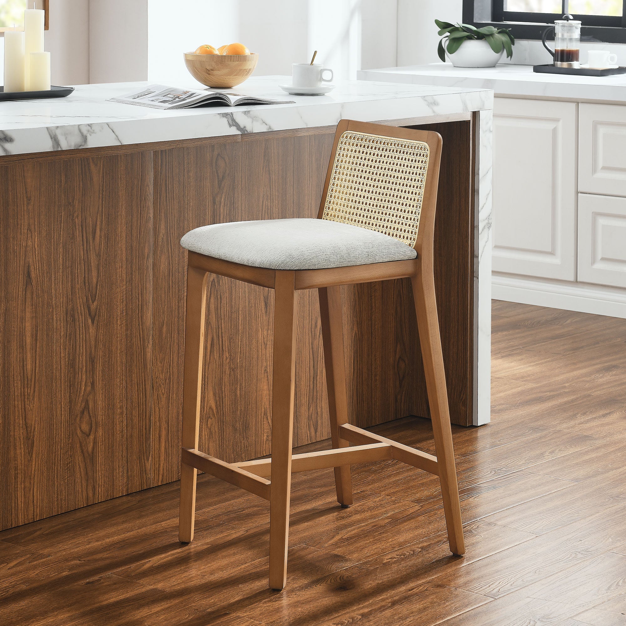 Monarch Beech Wood and Rattan Counter Stool by Modway