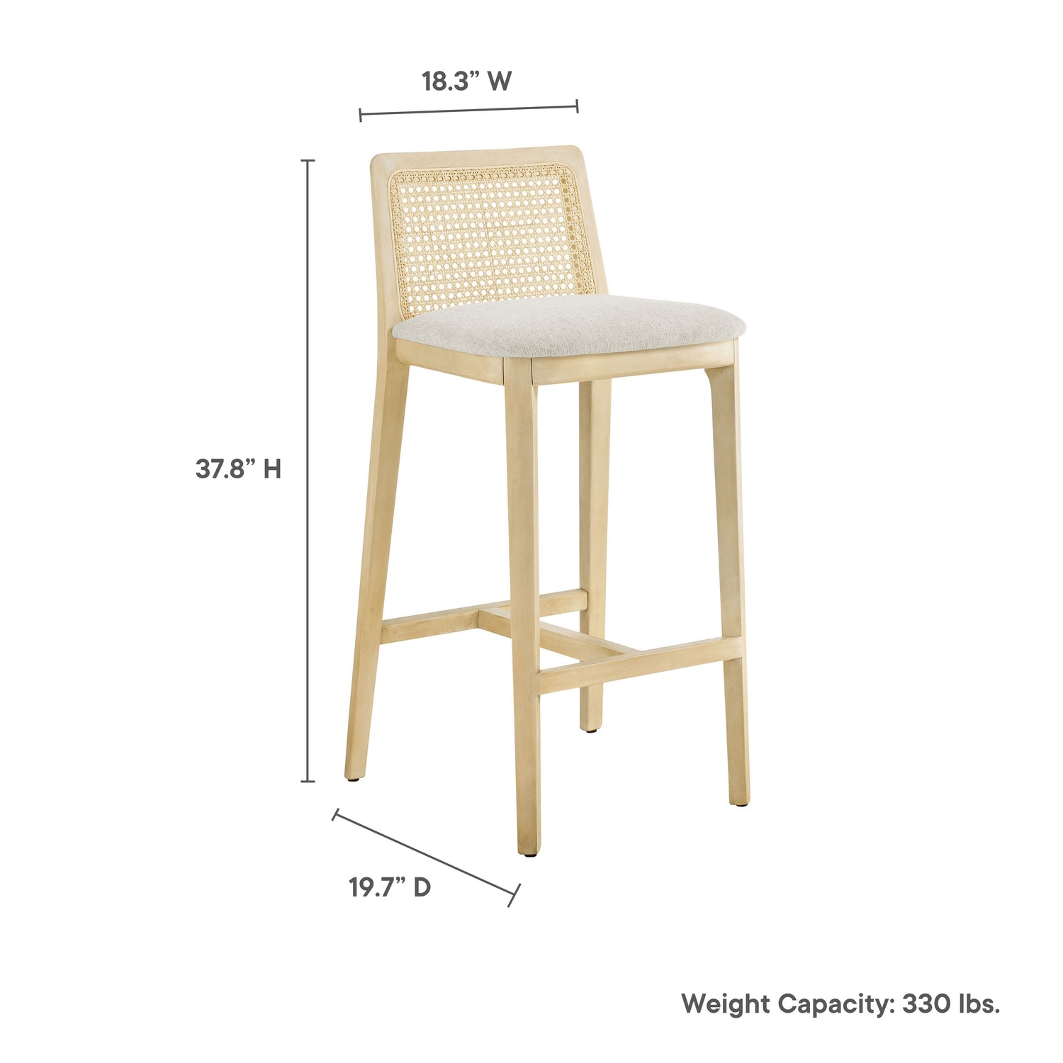Monarch Wood and Rattan Bar Stool by Modway