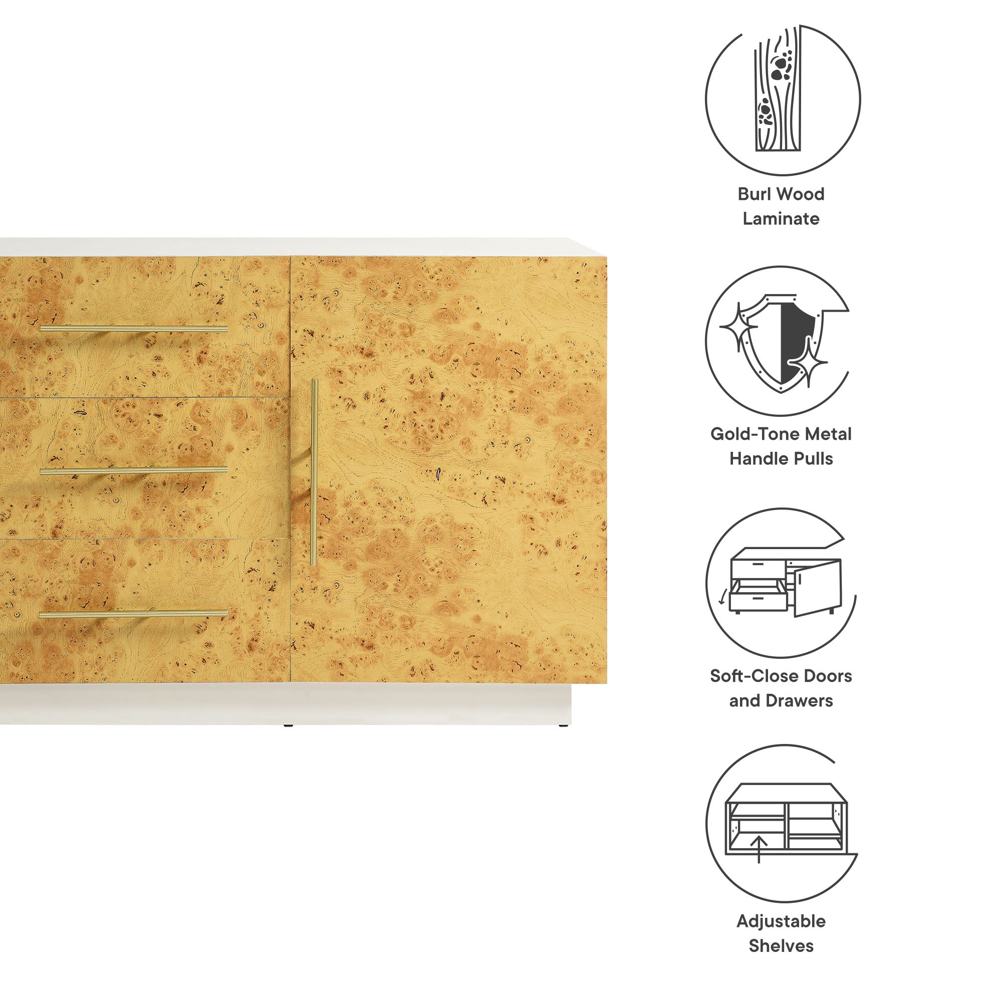 Abel 59 Inch Burl Wood Sideboard Buffet TV Stand by Modway