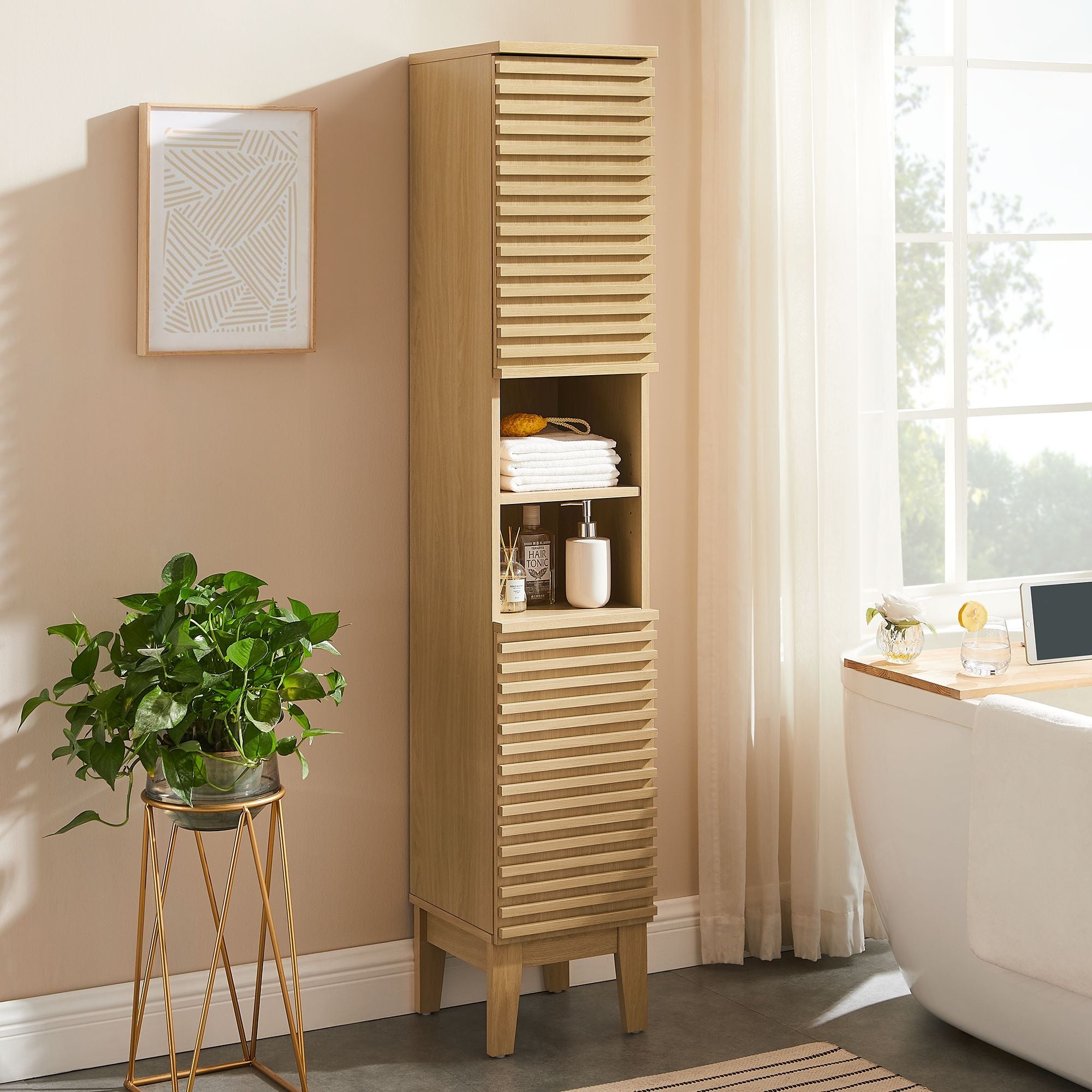 Render Tall Narrow Bathroom Storage Cabinet by Modway
