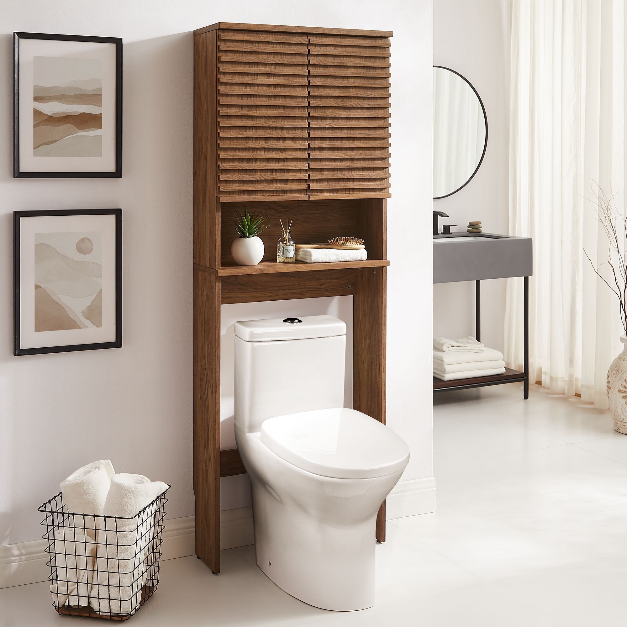 Render Over the Toilet Bathroom Storage Cabinet by Modway
