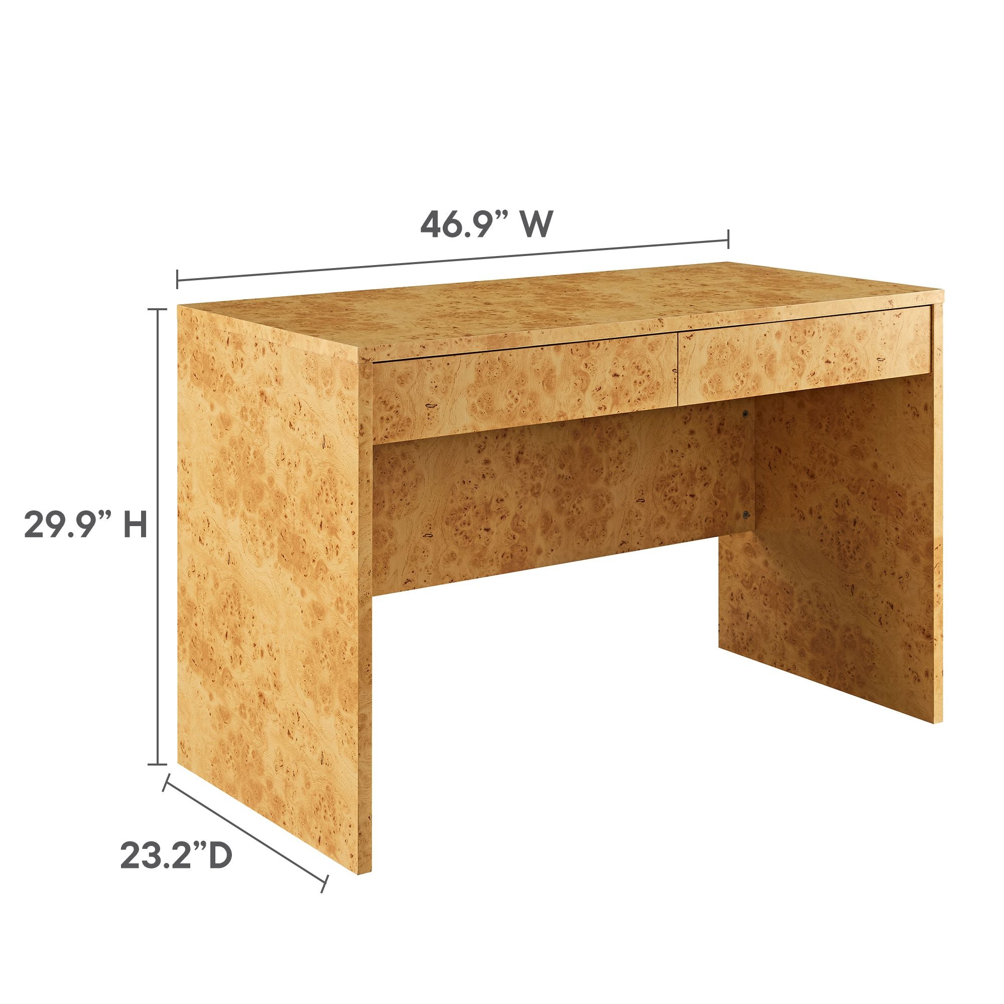 Hudson 2-Drawer Burl Wood Desk