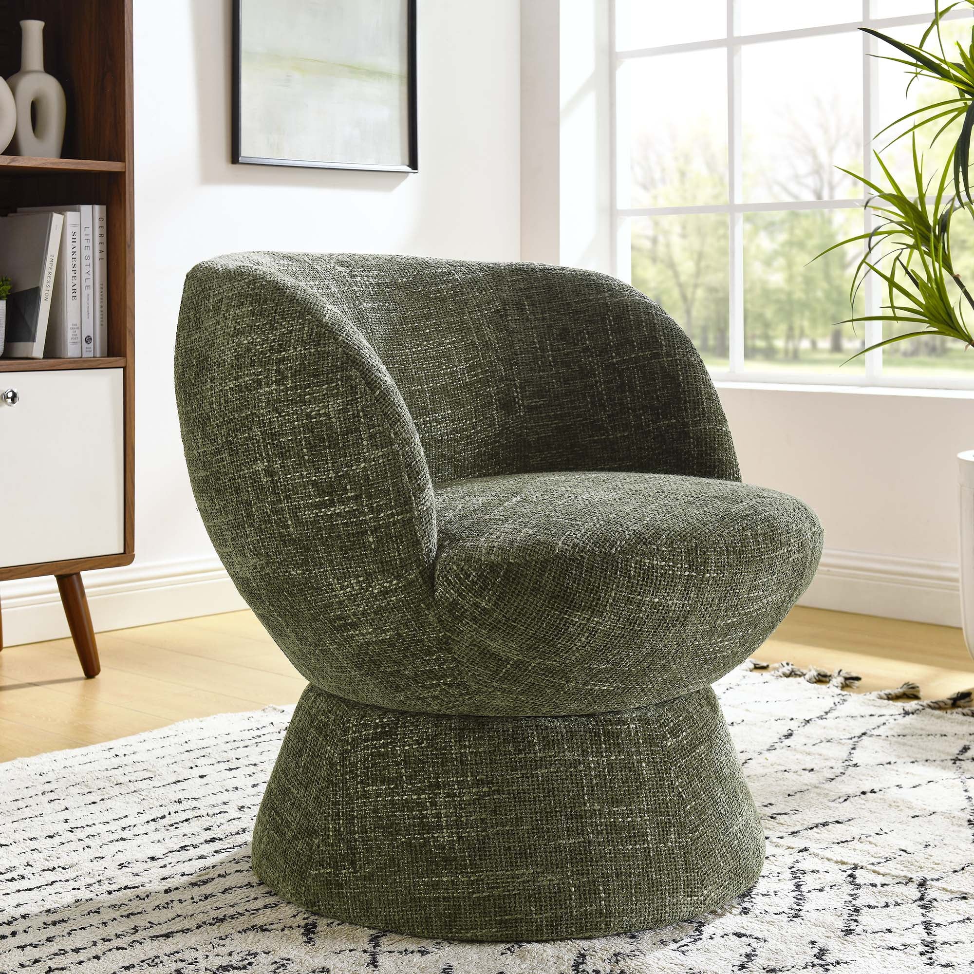 Vesta Chenille Fabric Upholstered Swivel Chair