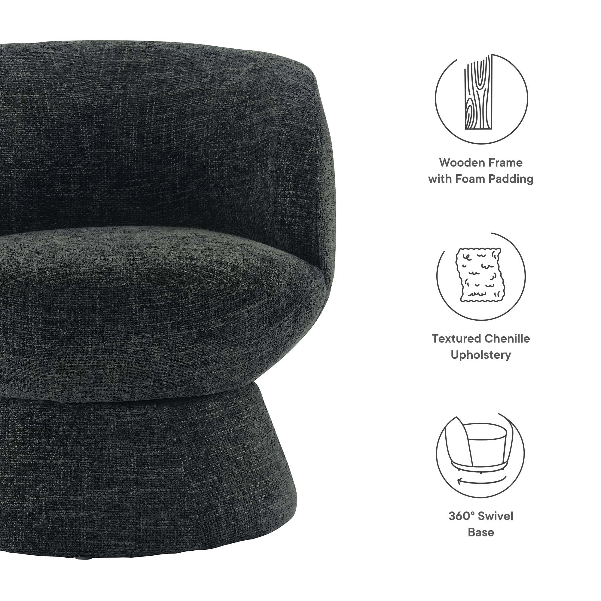 Vesta Chenille Fabric Upholstered Swivel Chair