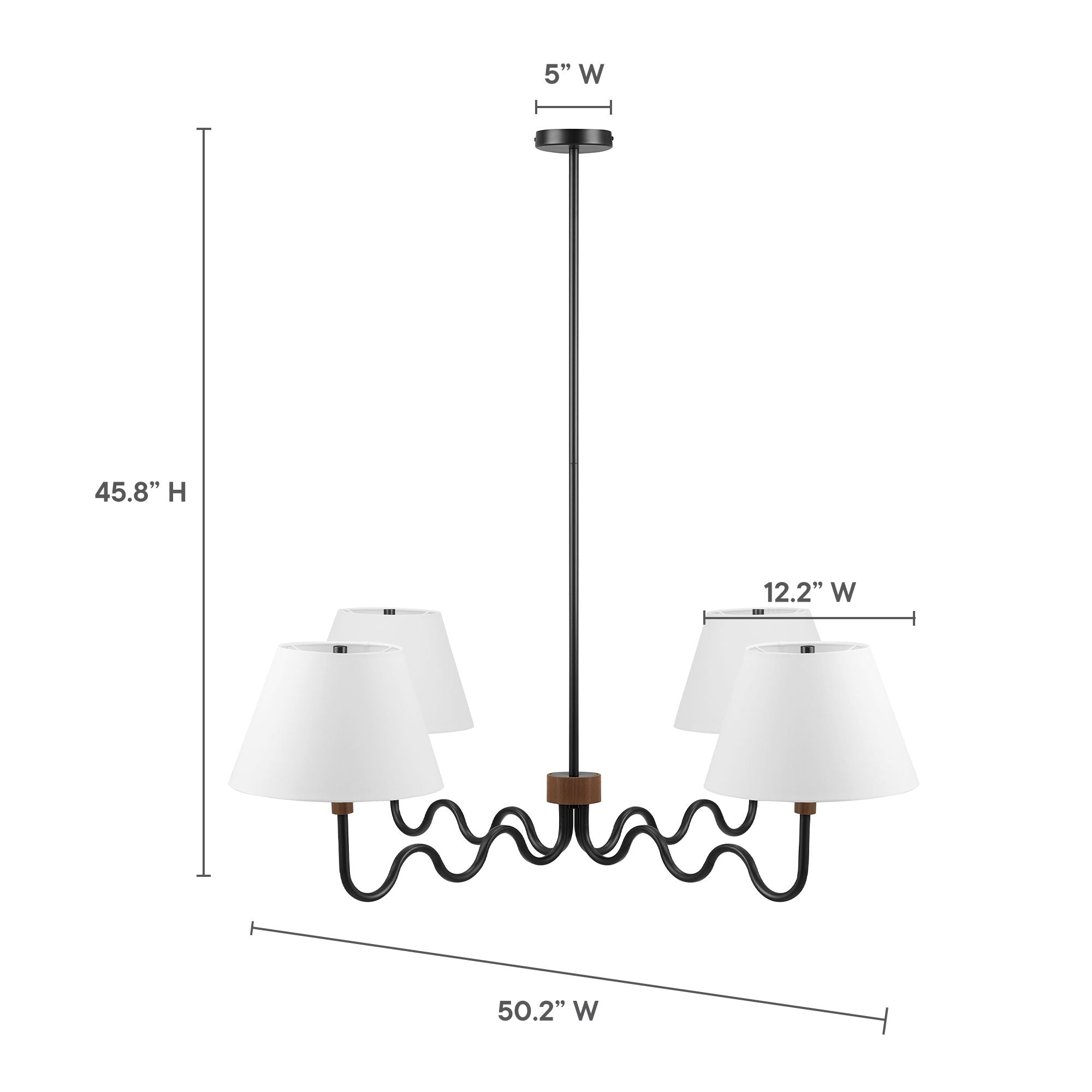 Sunlit Squiggle 4-Arm Pendant Light by Modway