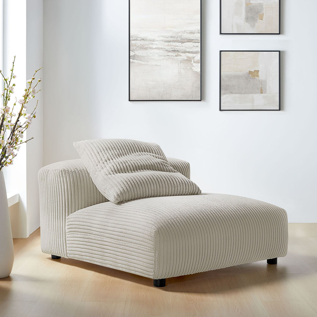 Solace Modular Corduroy Upholstered Armless Chair